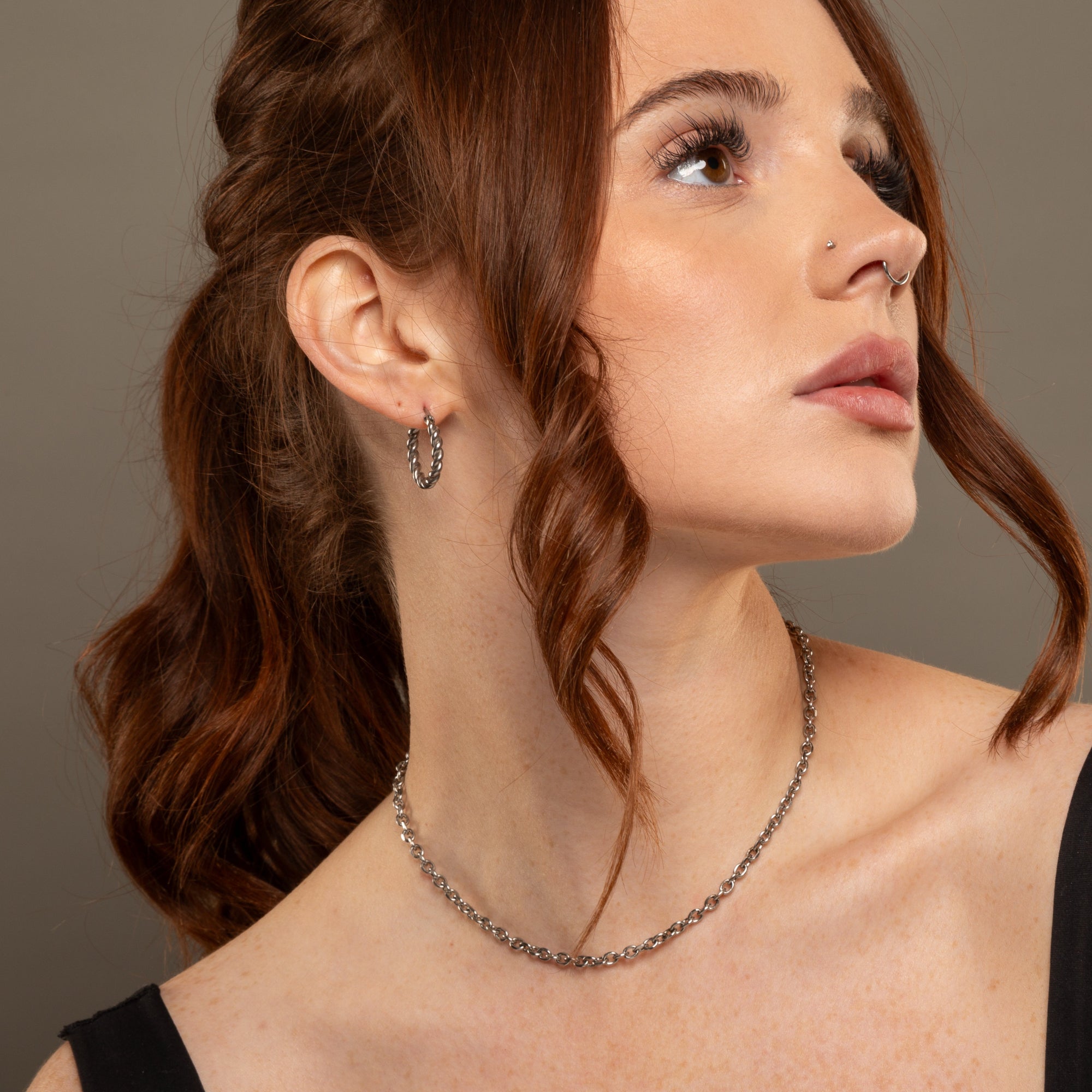 cable chain choker in silver 4mm