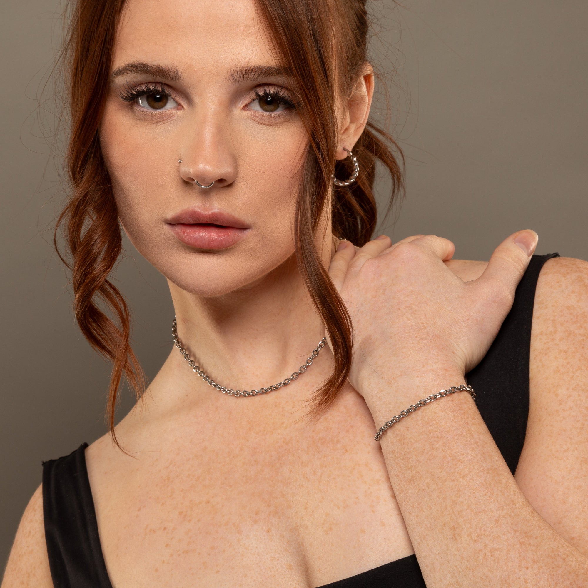 cable chain choker in silver 4mm