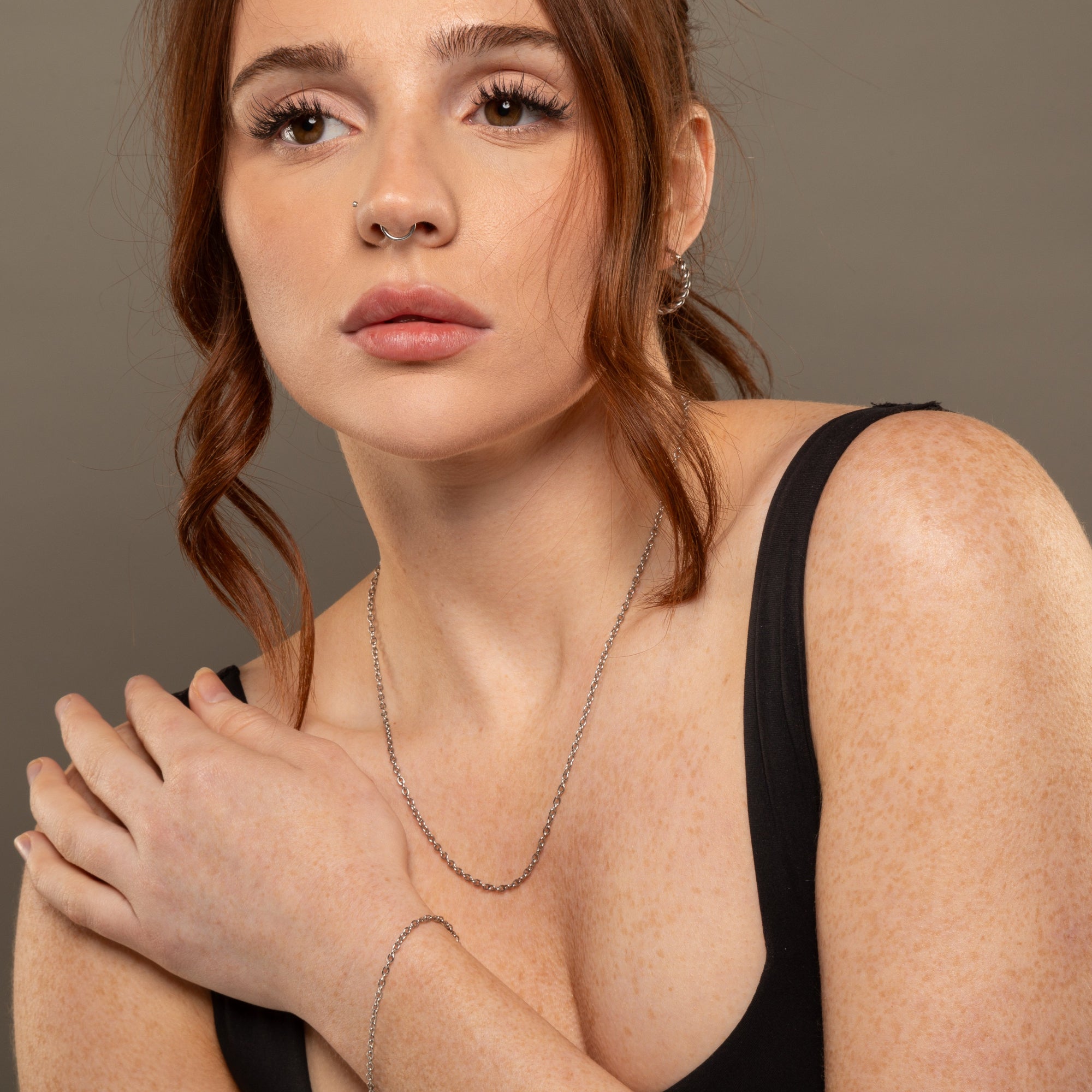 dainty cable chain necklace in silver 2mm