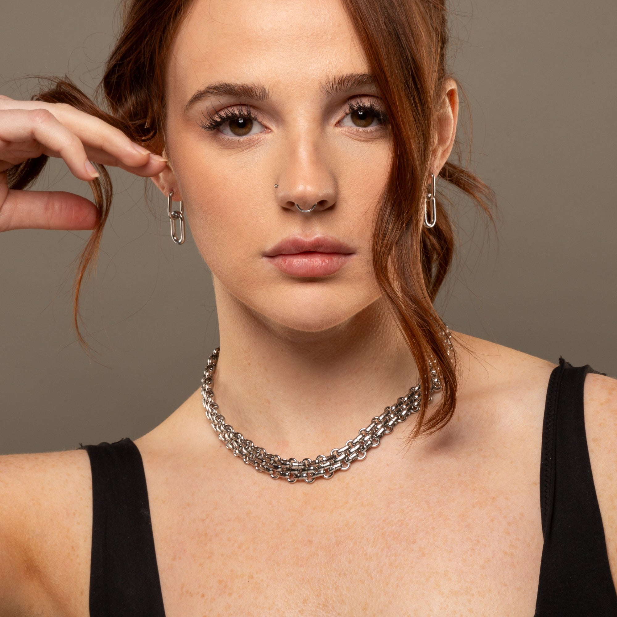 chunky chainmail choker necklace in silver
