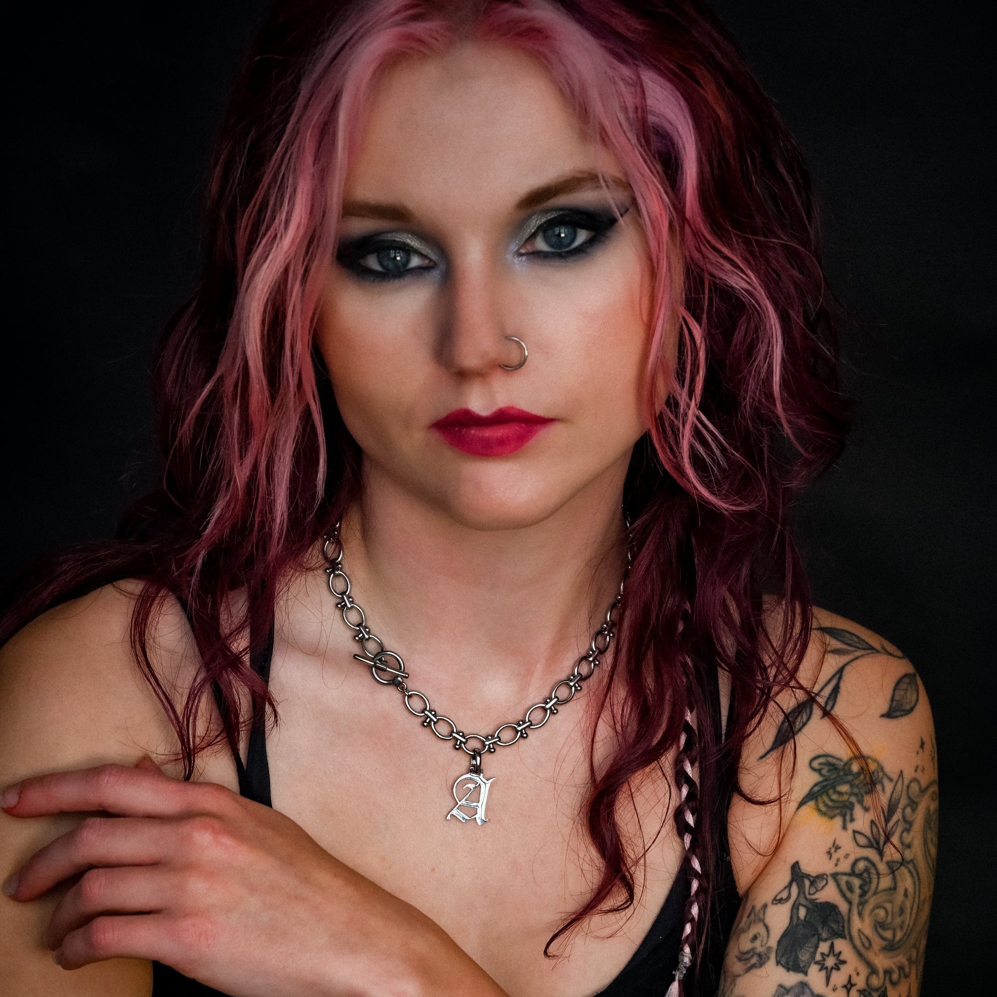 Collier initial ovale épais (argent)