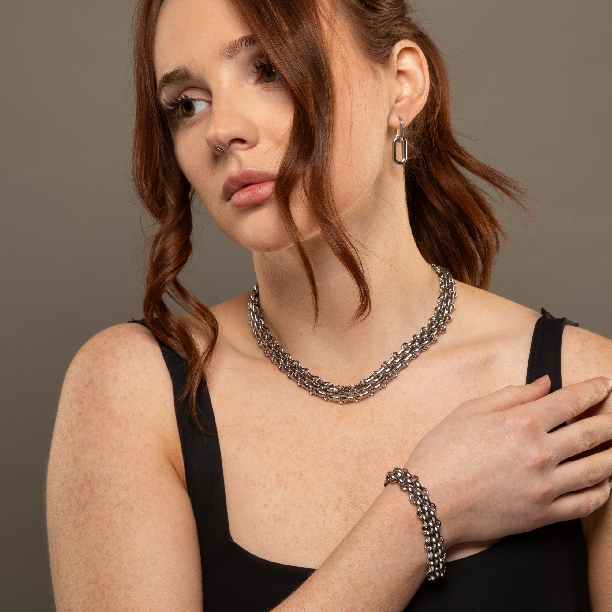 chunky silver chainmail bracelet