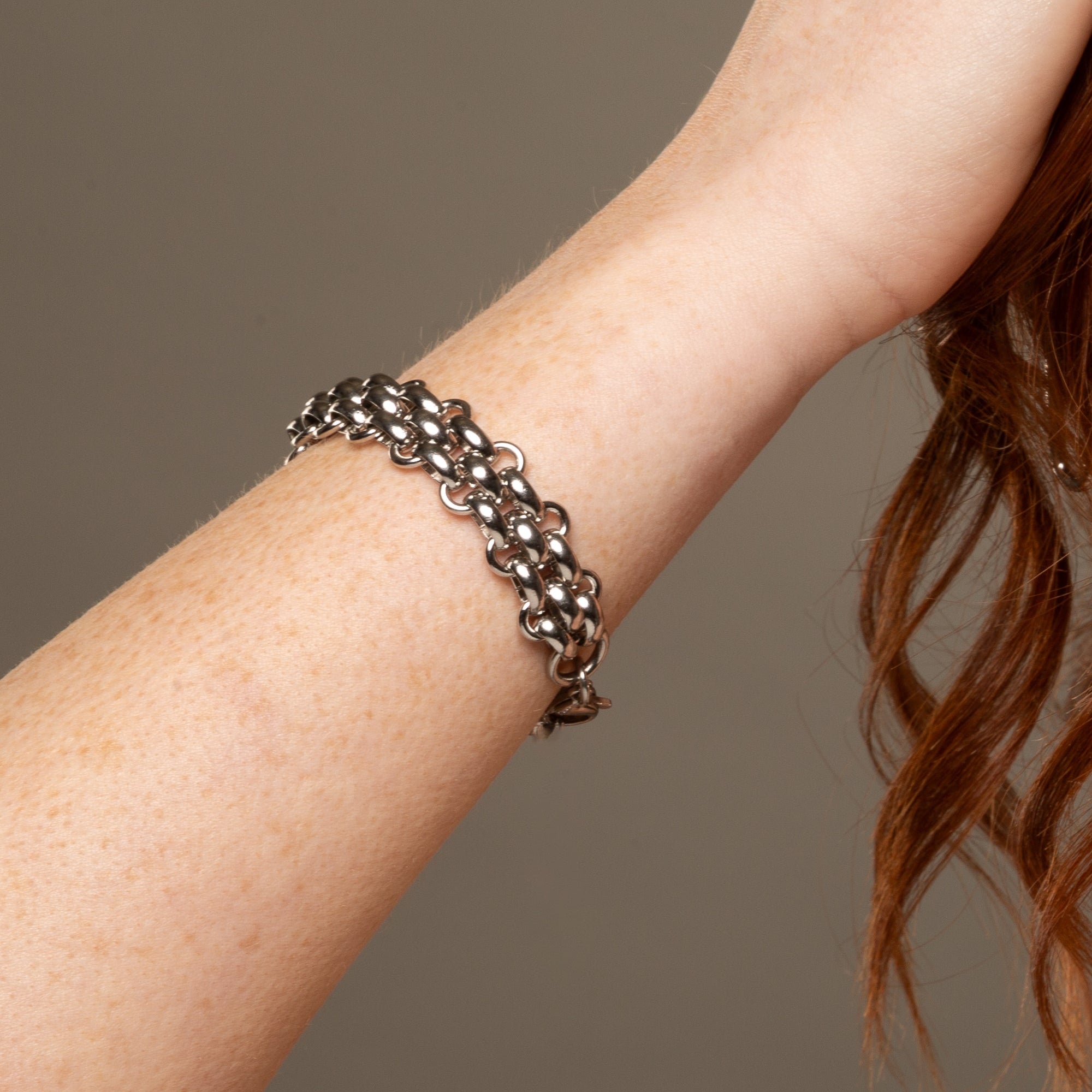 chunky silver chainmail bracelet