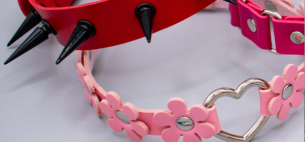 close up gothic style collars