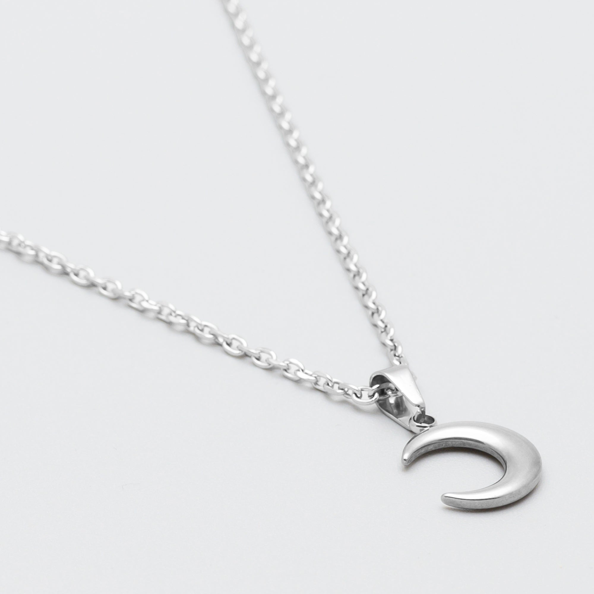 crescent moon celestial necklace in silver