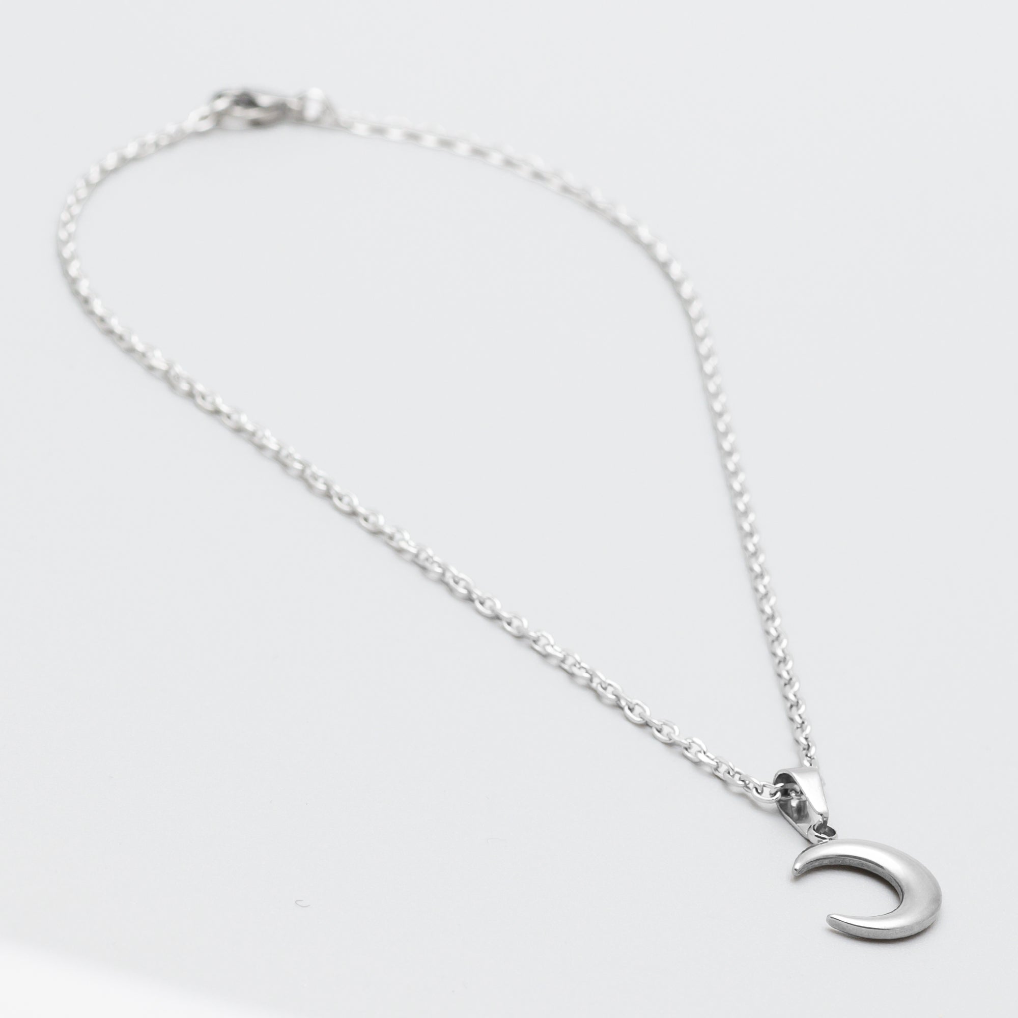 crescent moon celestial necklace in silver