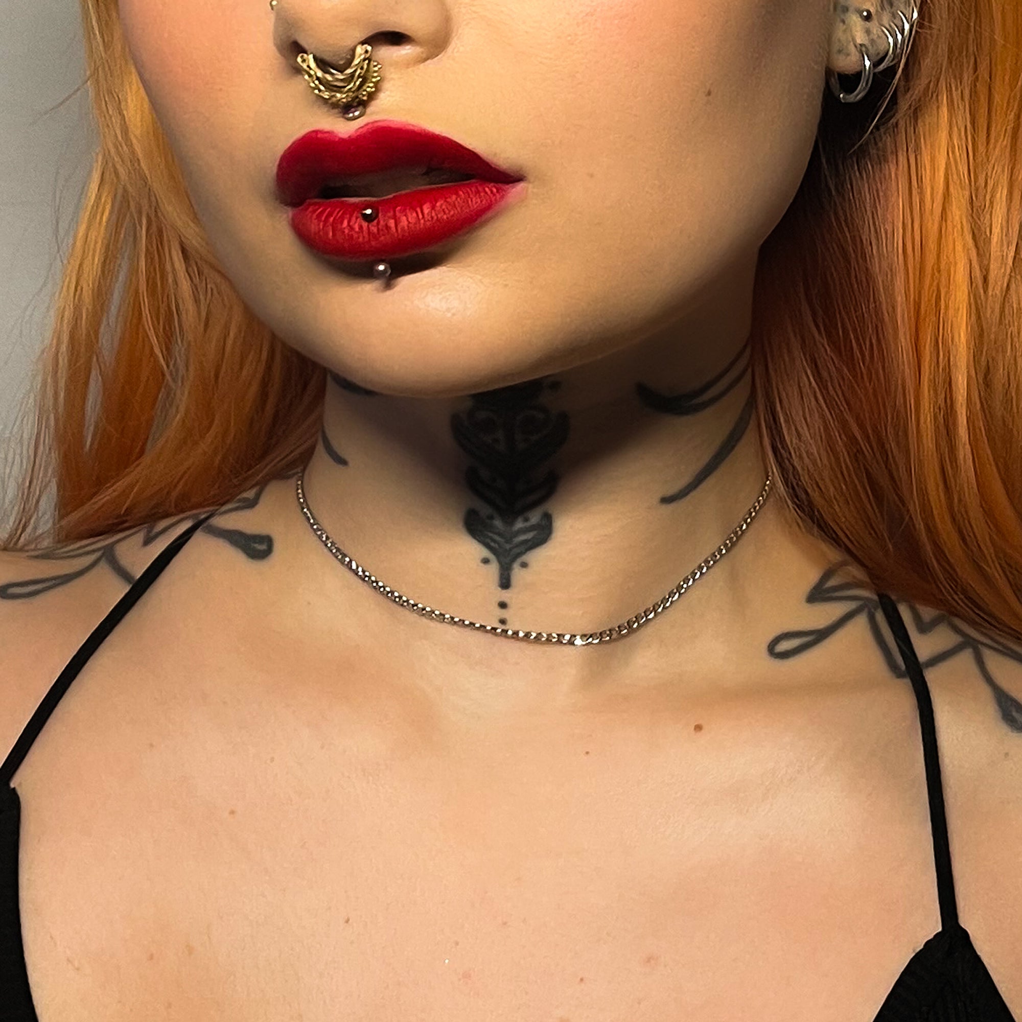 Choker-Halskette mit kubanischer Gliederkette – (Gold) 2 mm