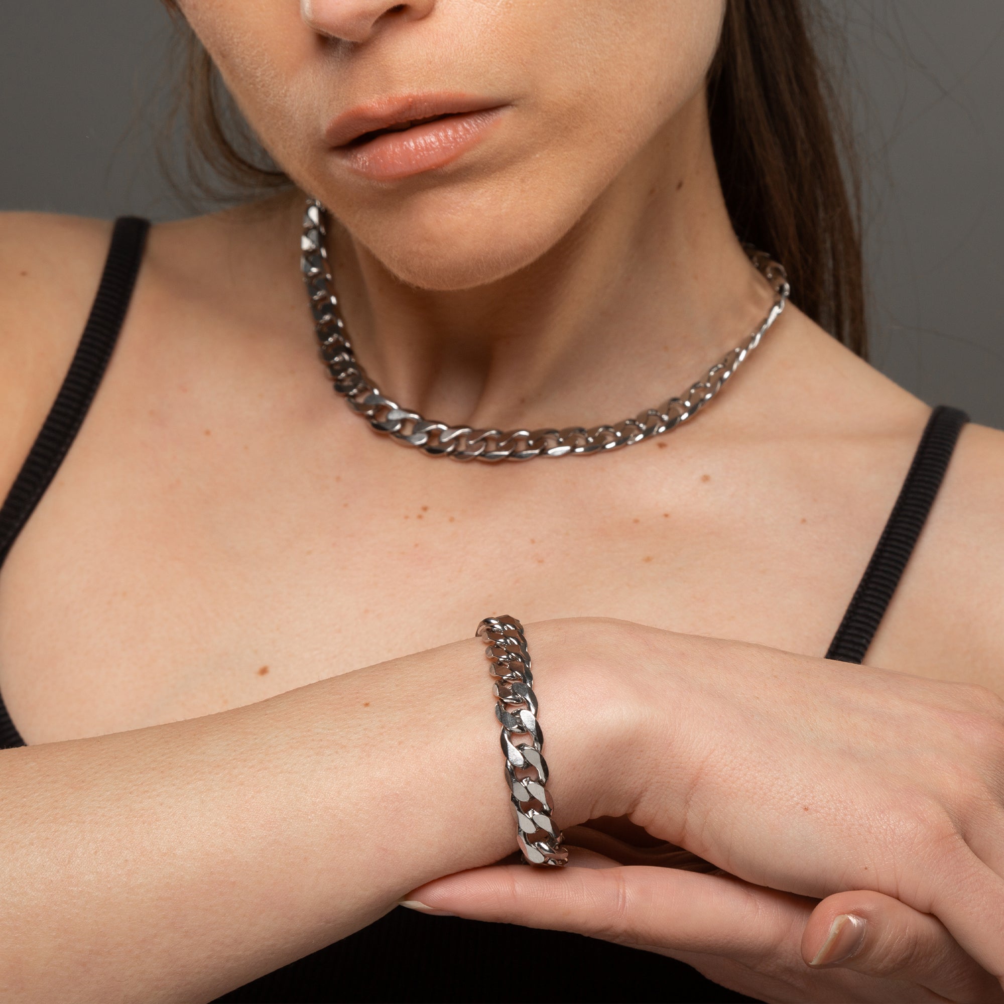 chunky silver cuban link bracelet 10mm