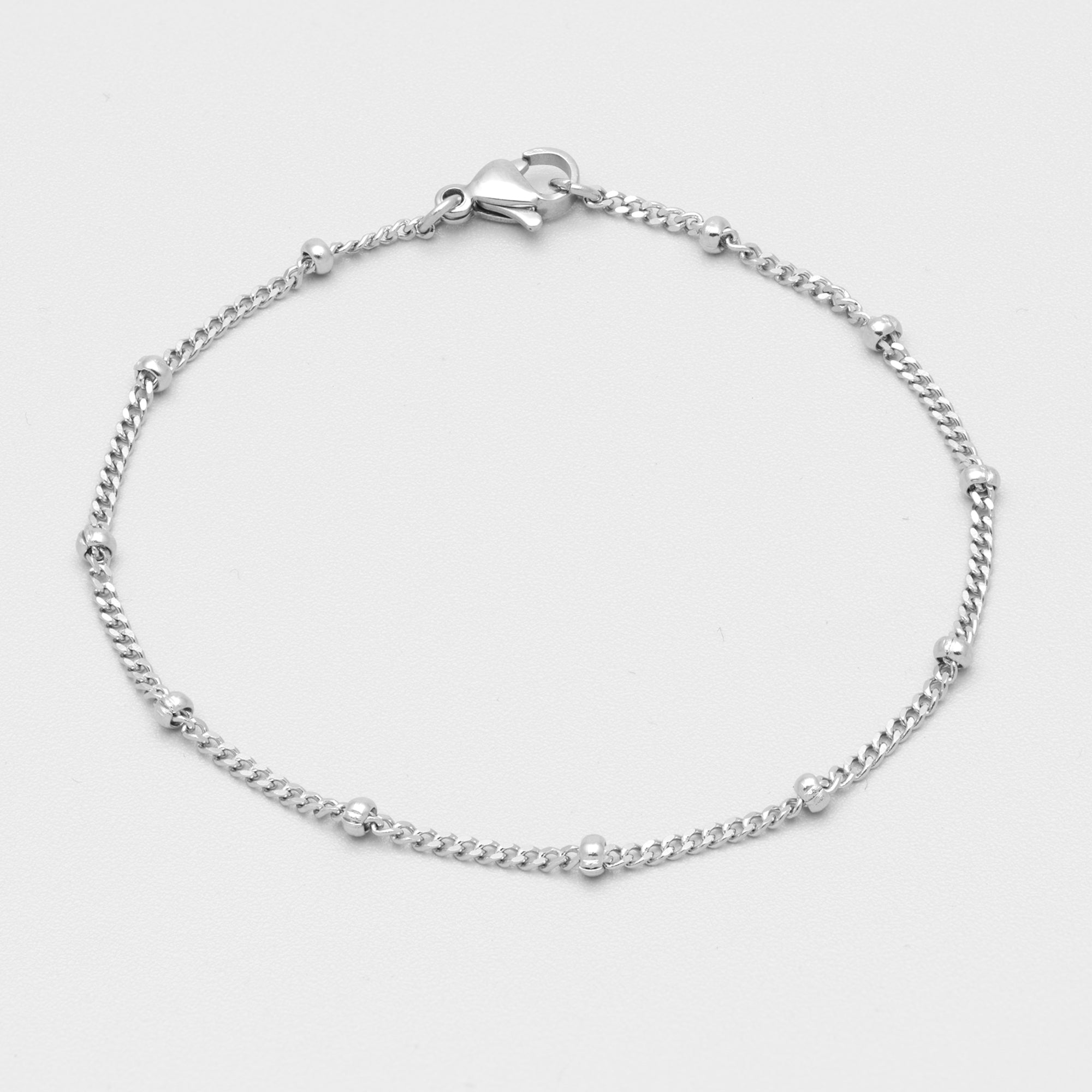 dainty silver cuban link satellite bracelet