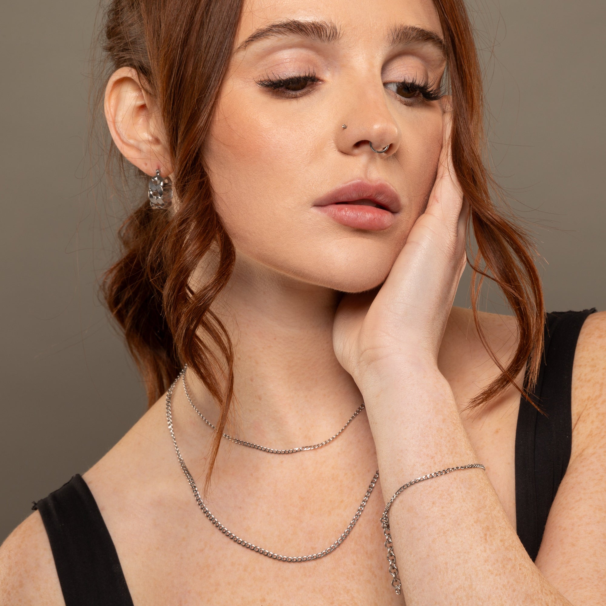 dainty silver cuban link choker necklace 2mm