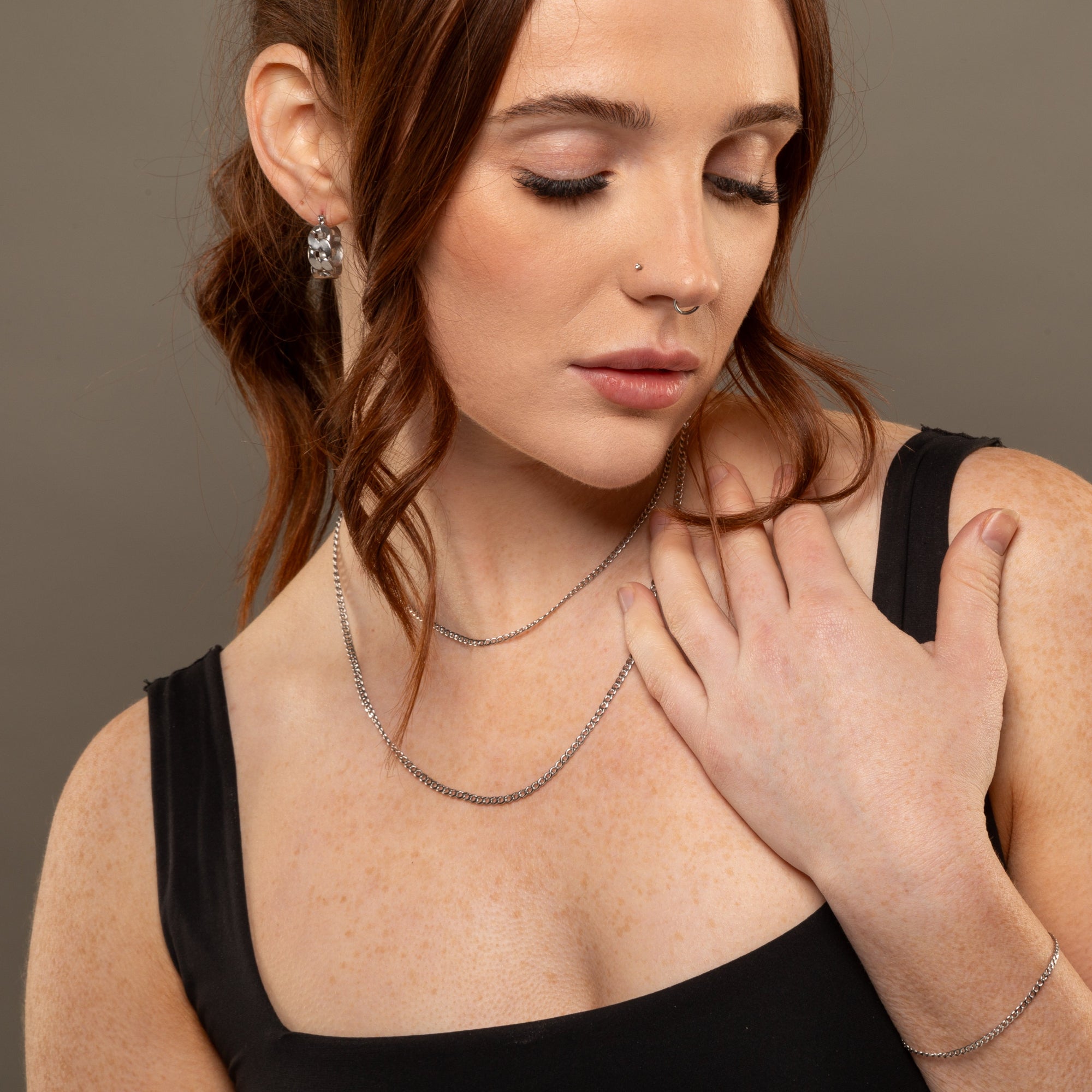 dainty silver cuban link choker necklace 2mm