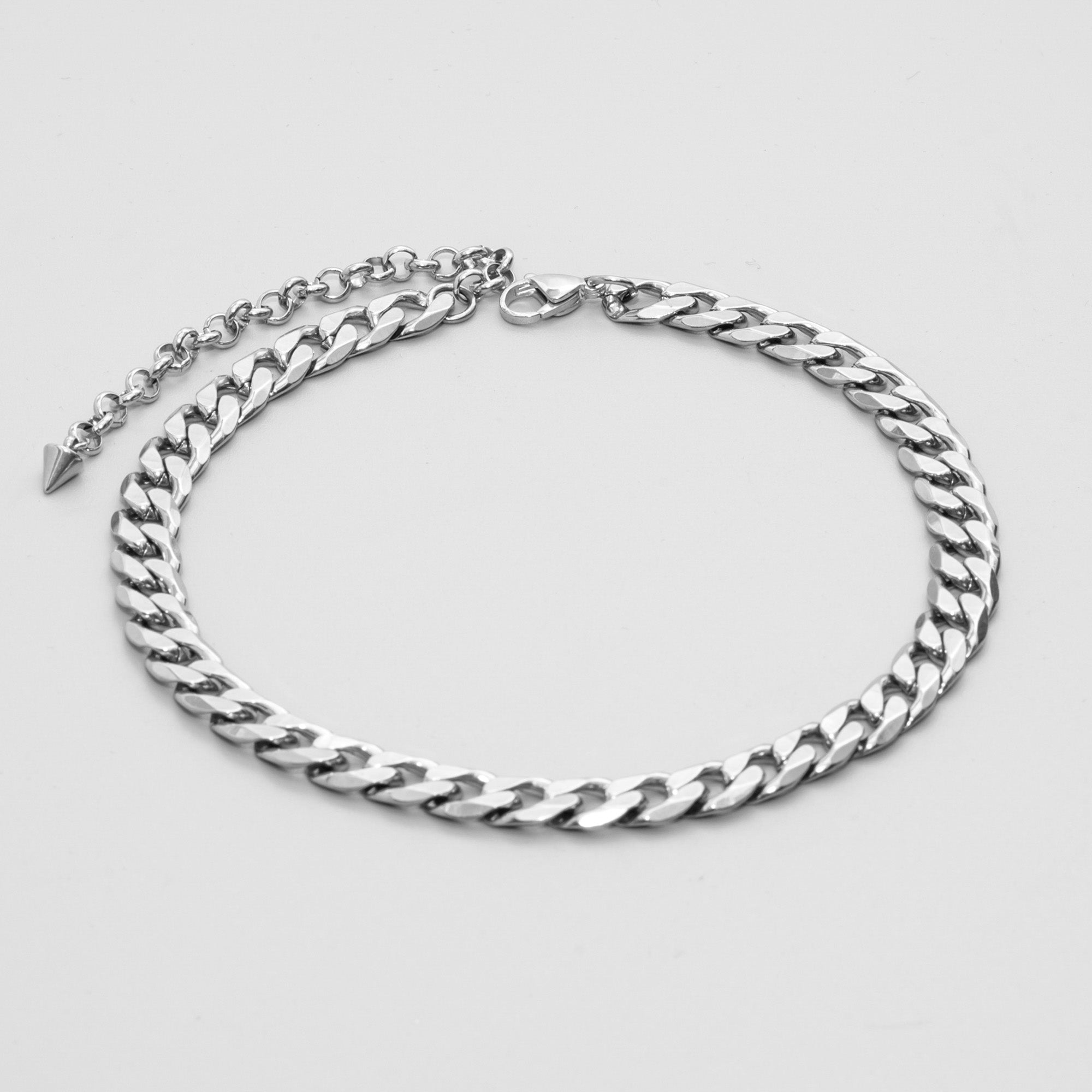 Chunky 10mm cuban link chain choker in silver stainless steel