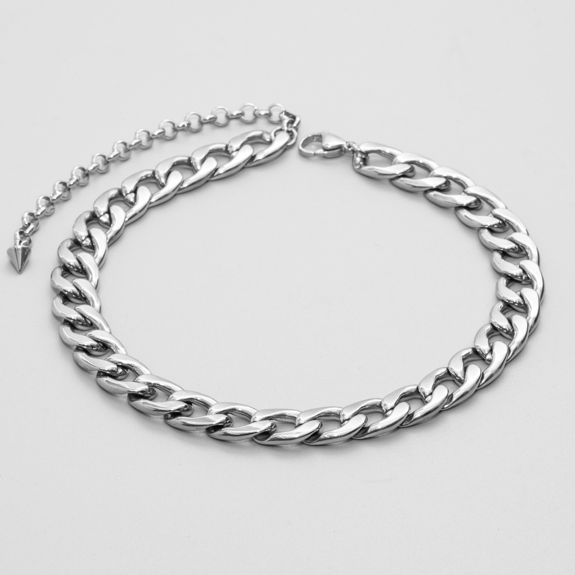 Chunky 12mm cuban link chain choker in silver stainless steel heavy weight
