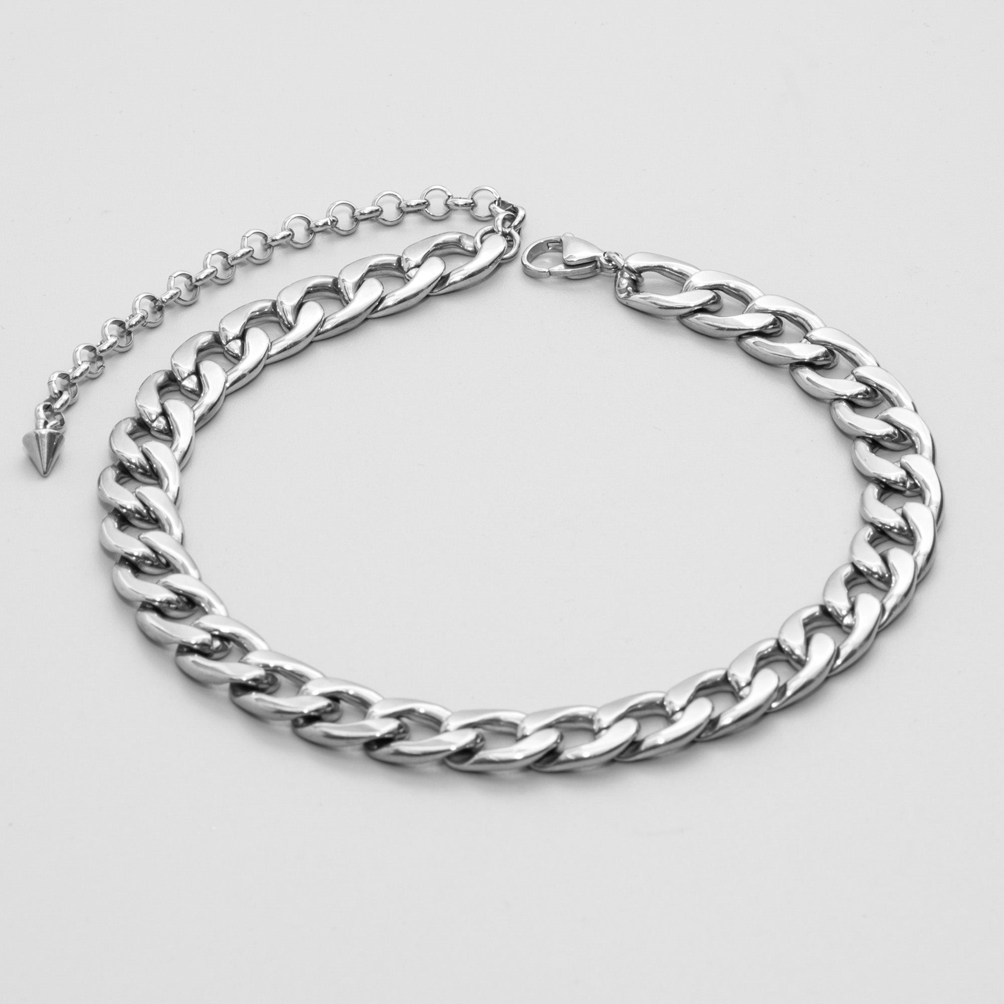 Chunky 12mm cuban link chain choker in silver stainless steel heavy weight