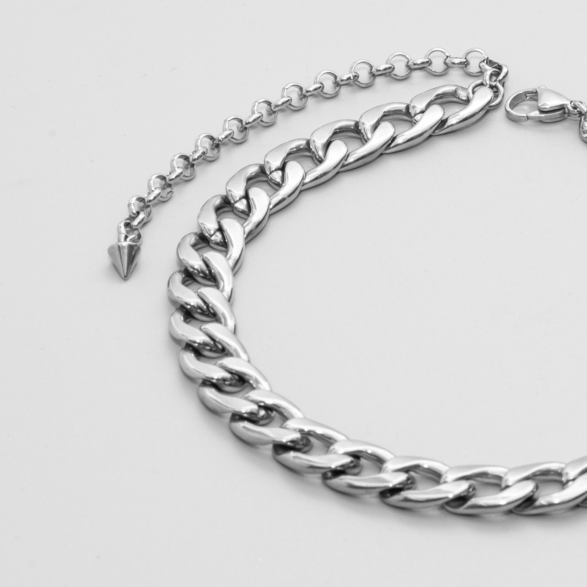 Chunky 12mm cuban link chain choker in silver stainless steel heavy weight