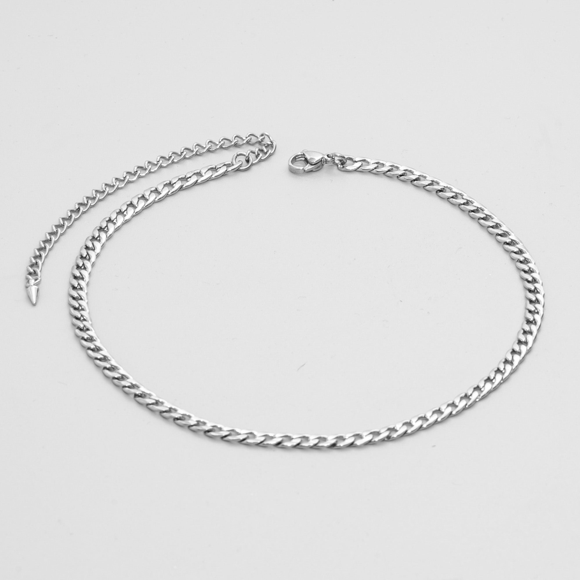 Chunky 5mm cuban link chain choker in silver stainless steel