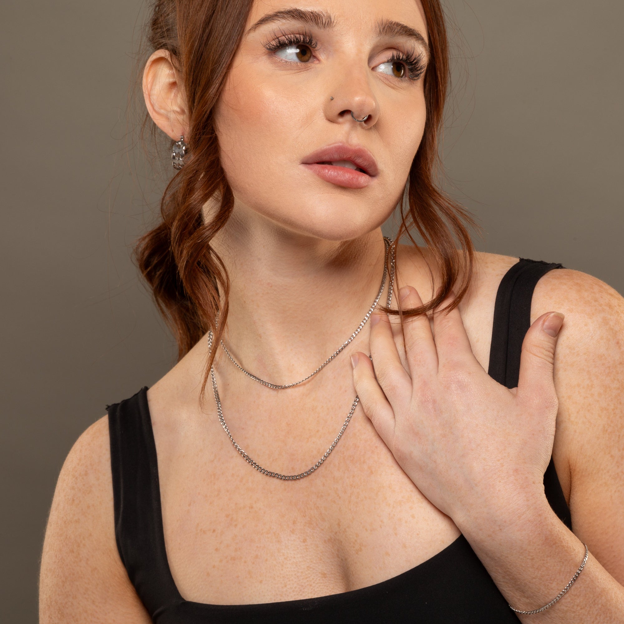 dainty cuban link necklace in silver 3mm