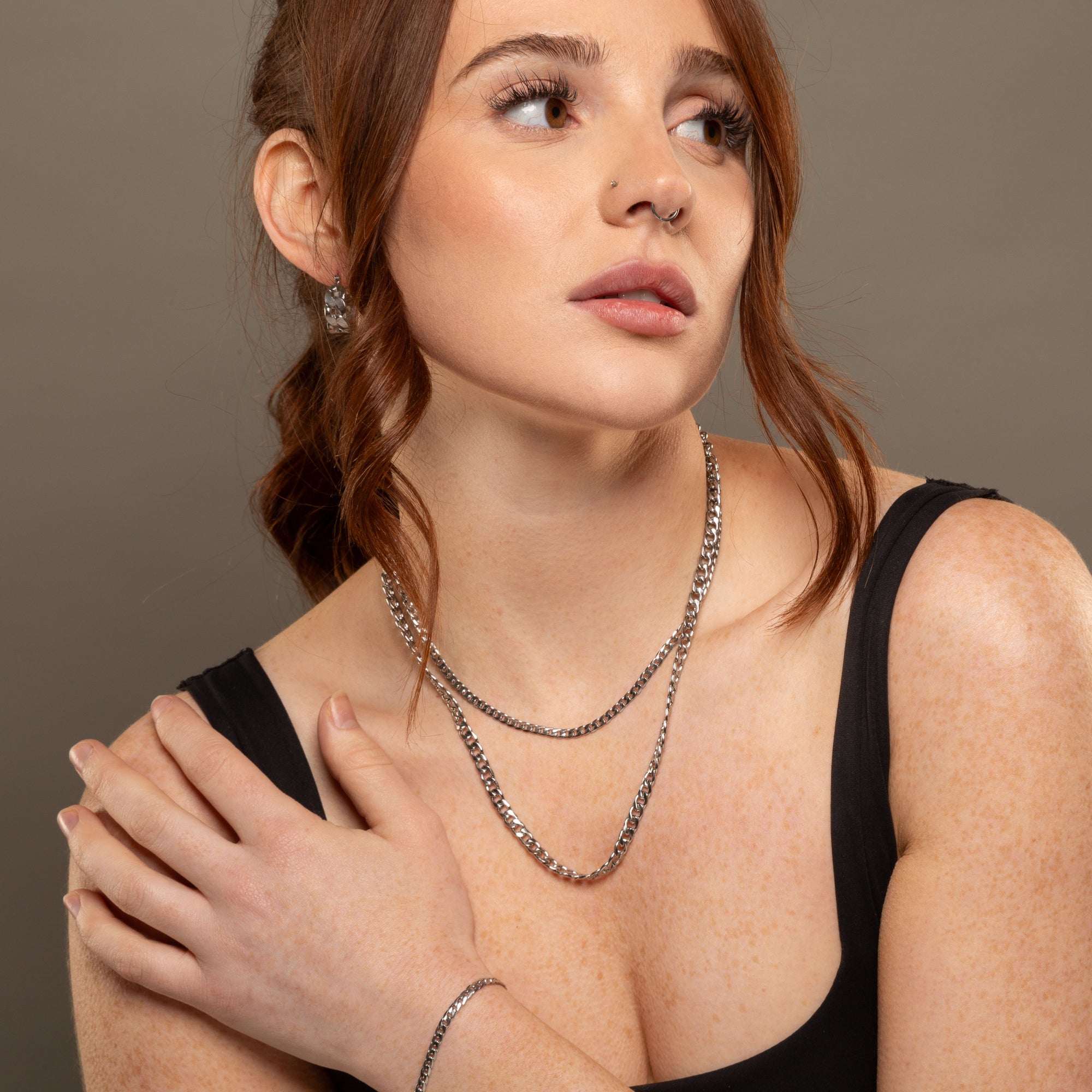 chunky cuban link necklace in silver 5mm