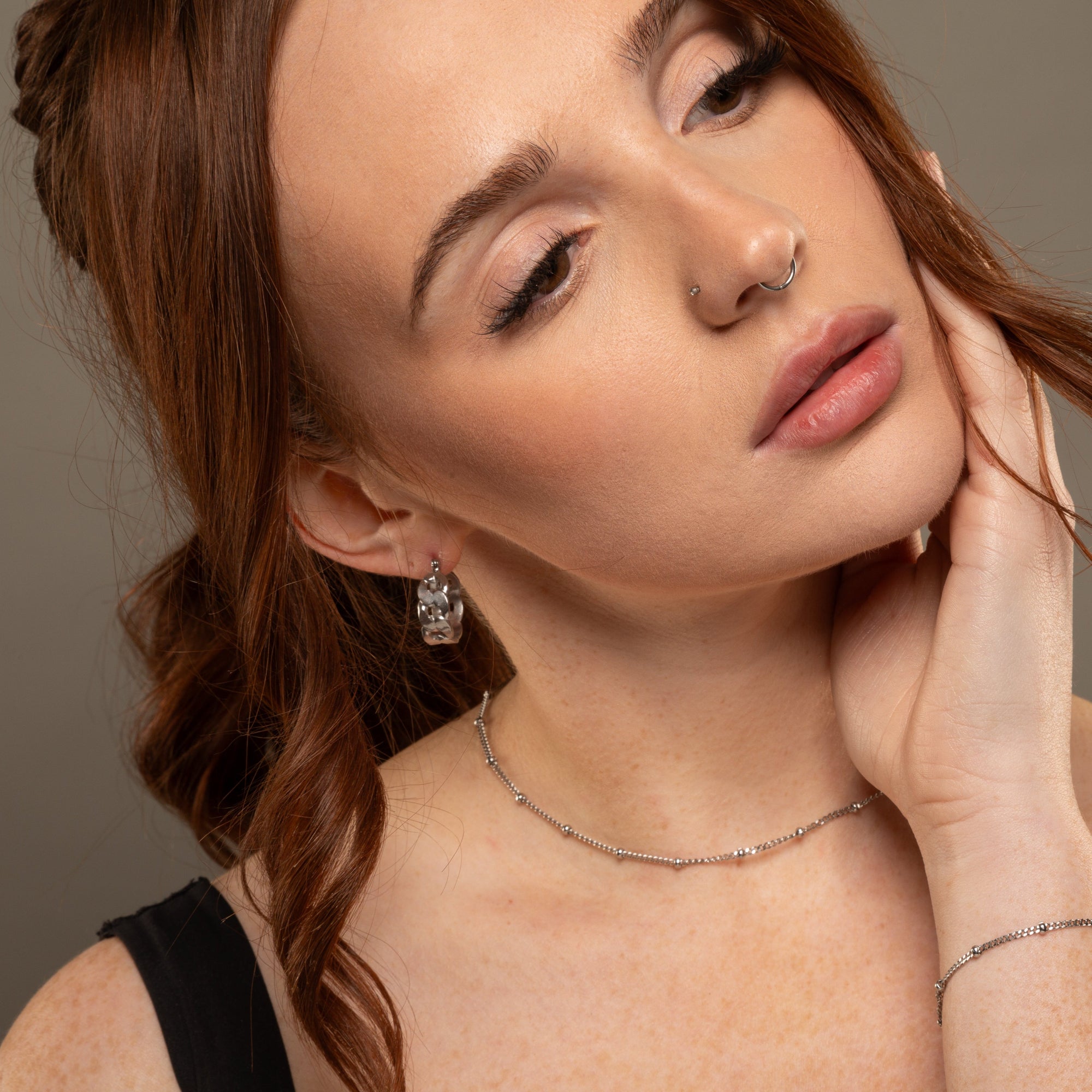 dainty cuban satellite necklace in silver