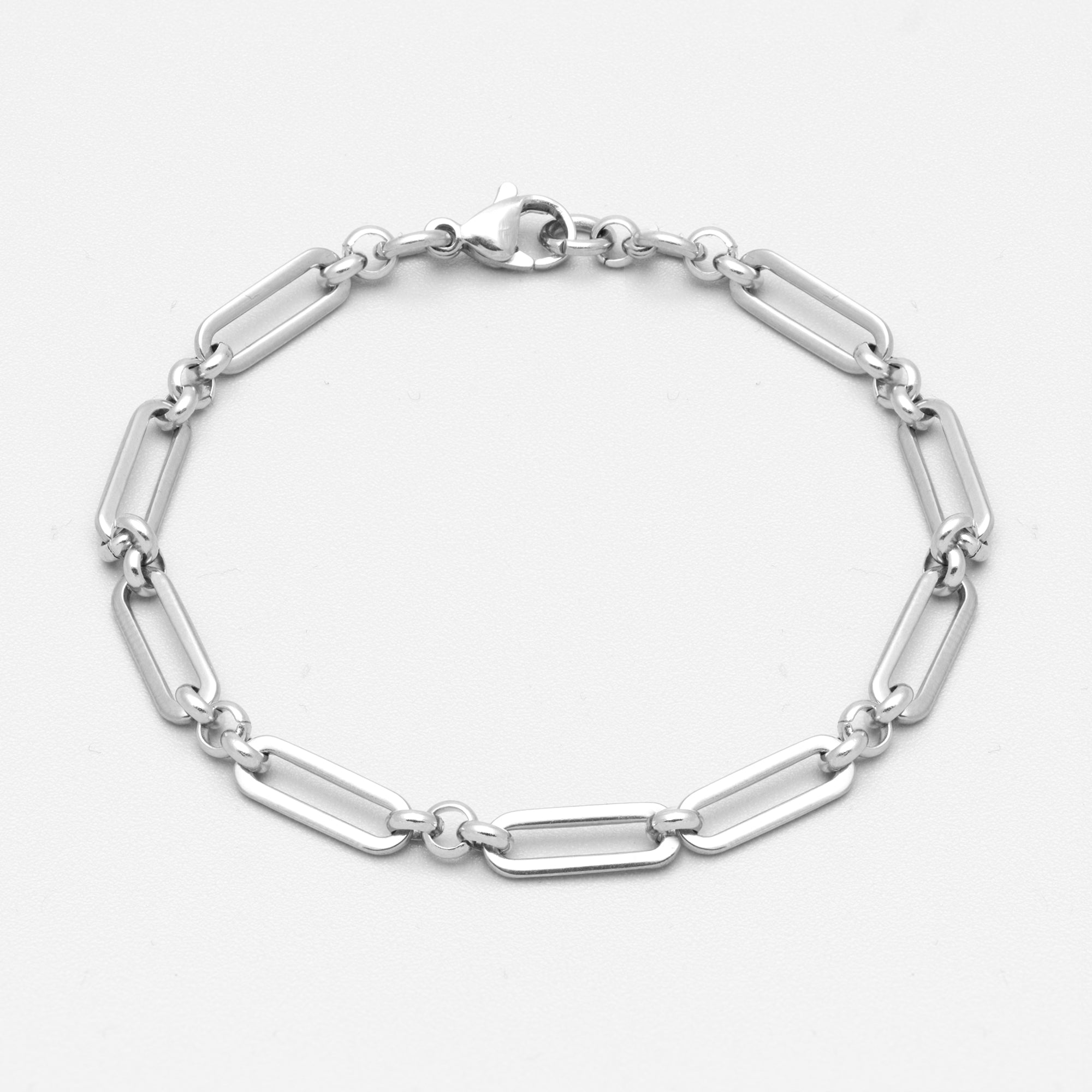 dainty silver fancy paperclip link bracelet