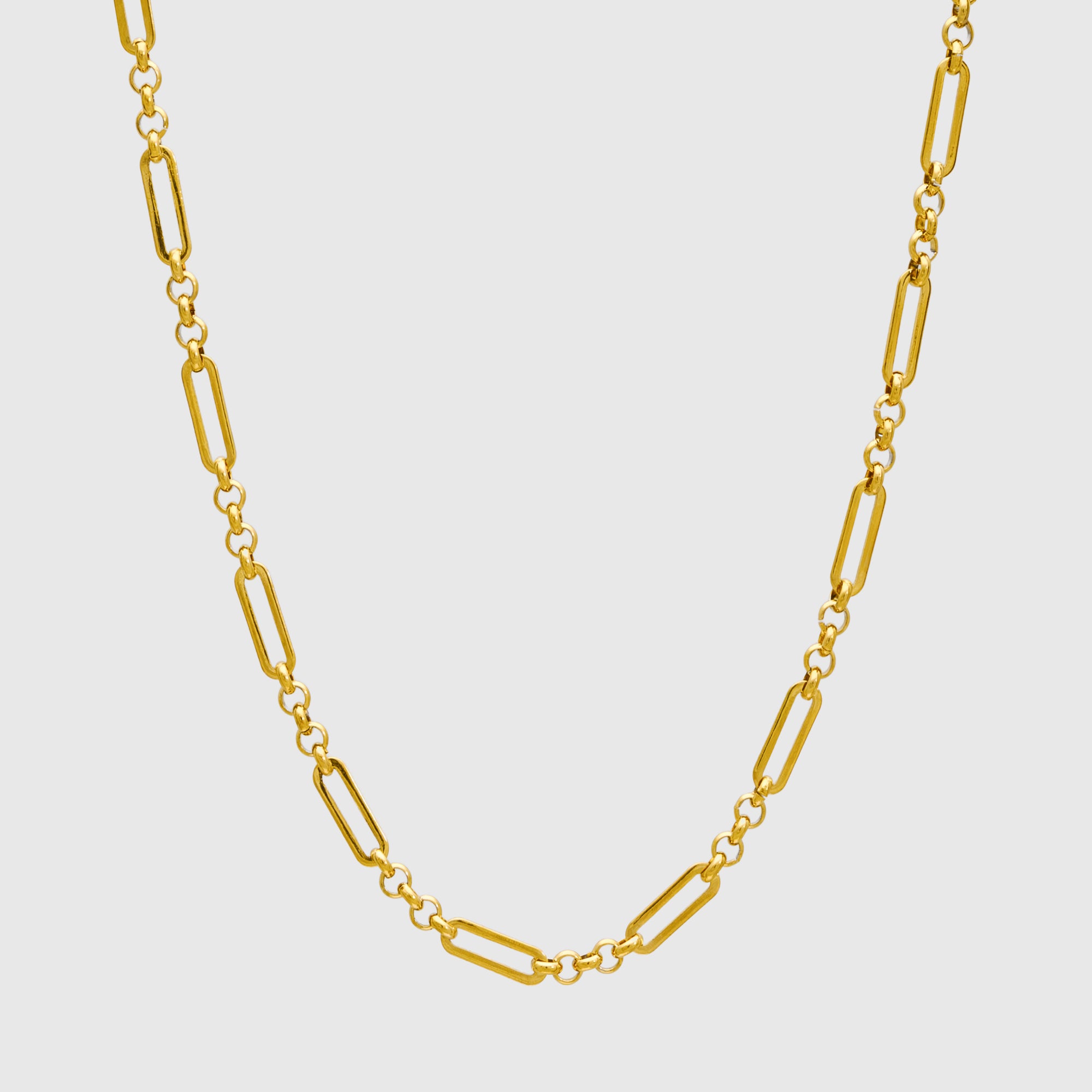 Fancy Paperclip Chain Necklace - (Gold) 15mm
