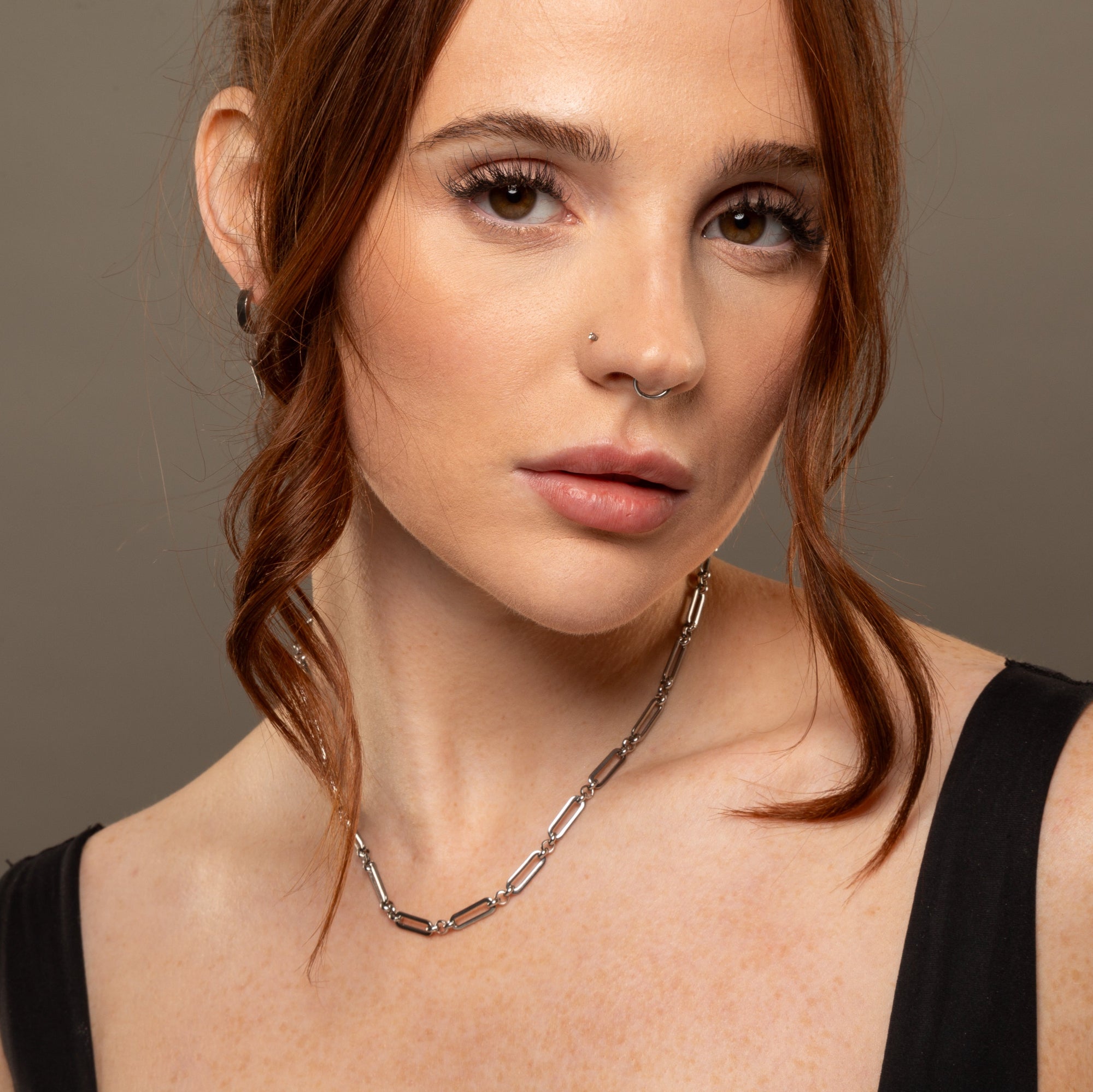 fancy paperclip link necklace in silver