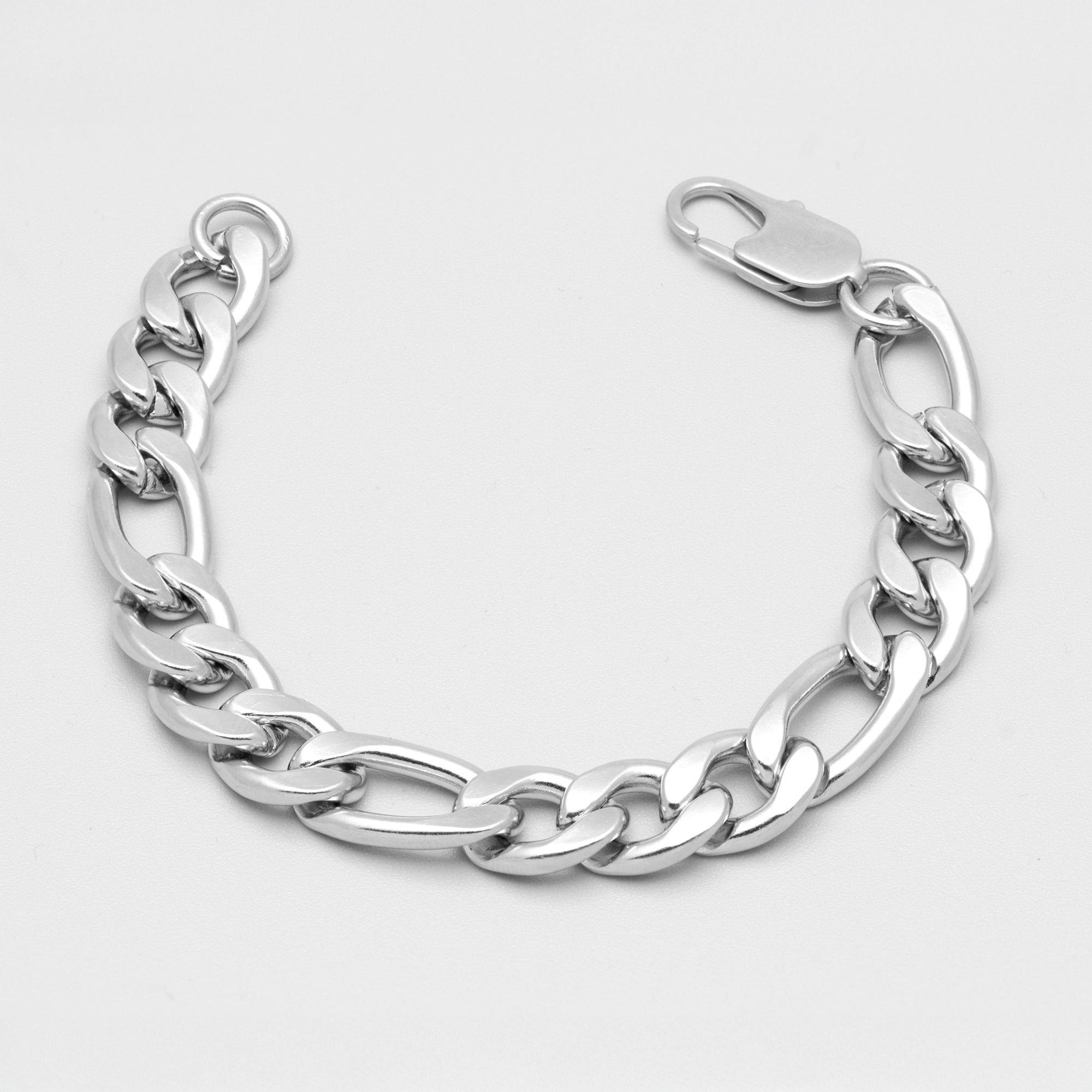 Thick and chunky silver Figaro bracelet 12mm wide