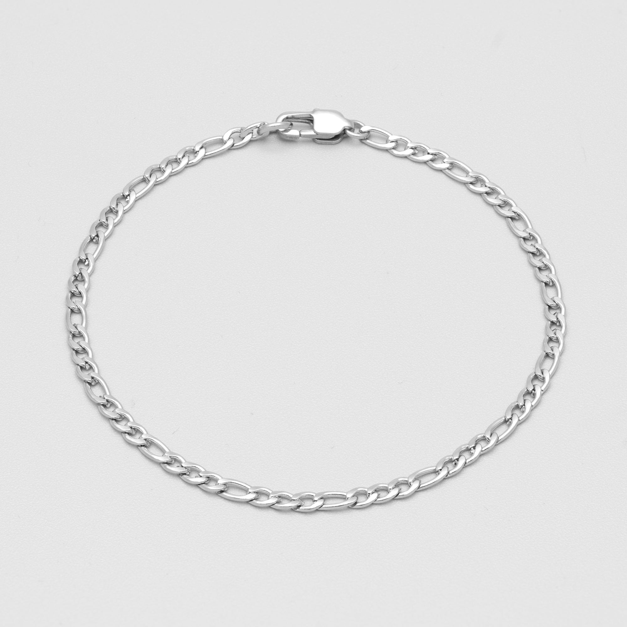 silver figaro chain bracelet 3mm wide