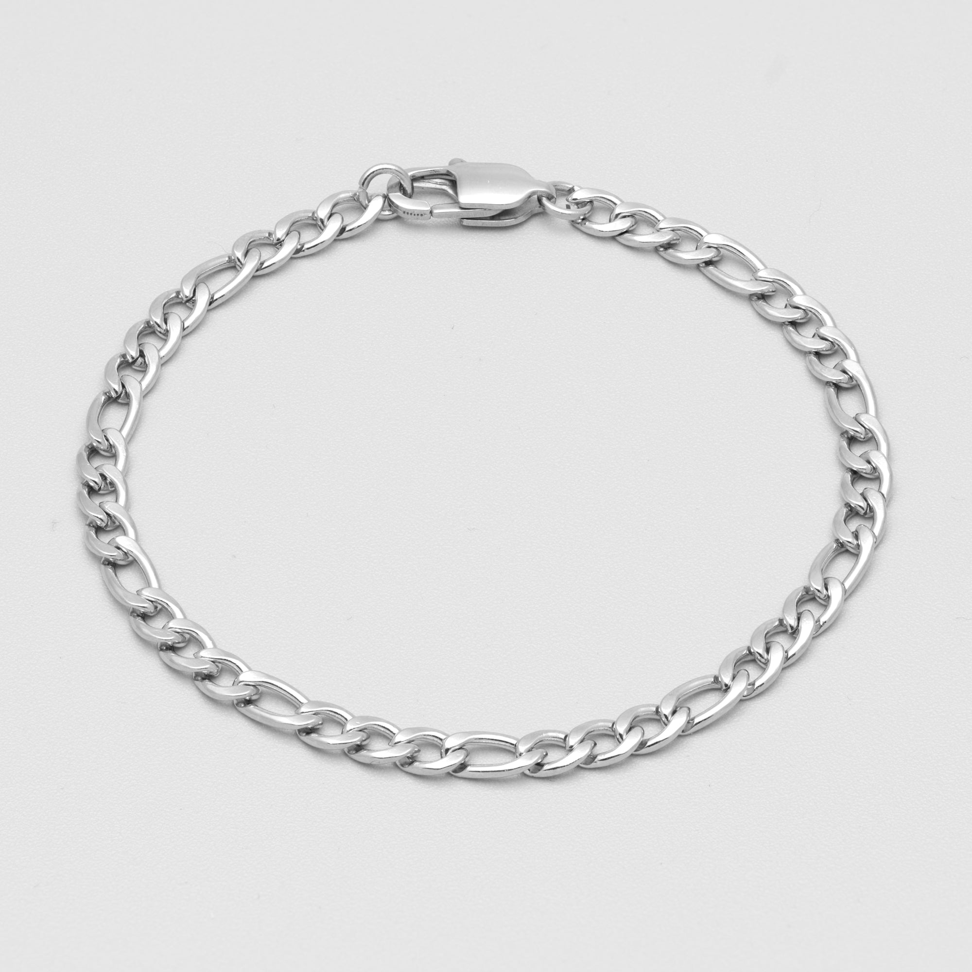 chunky silver Figaro chain bracelet 5mm wide