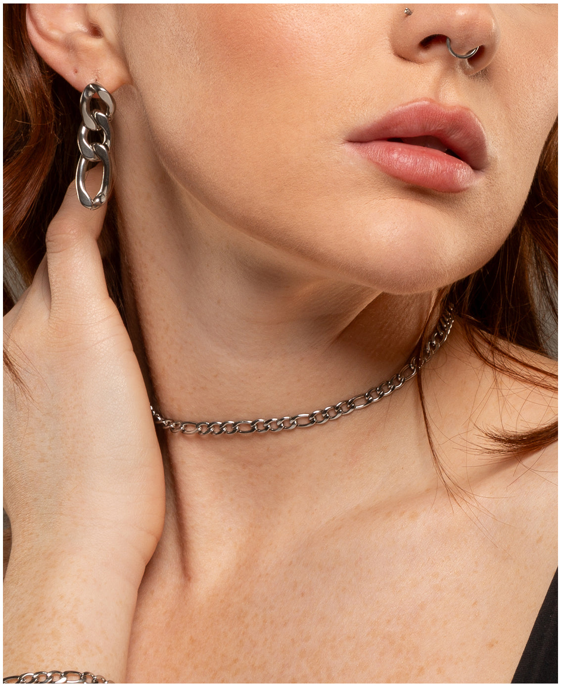 figaro chain choker in silver