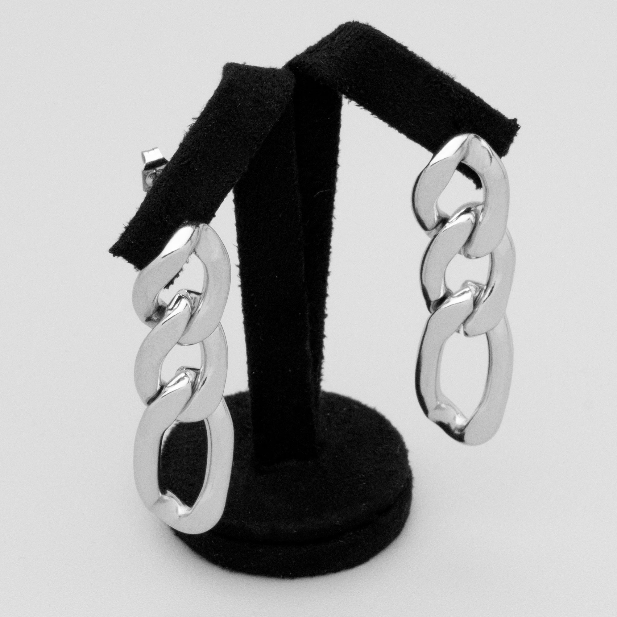 Large chunky figaro chain drop earrings in silver