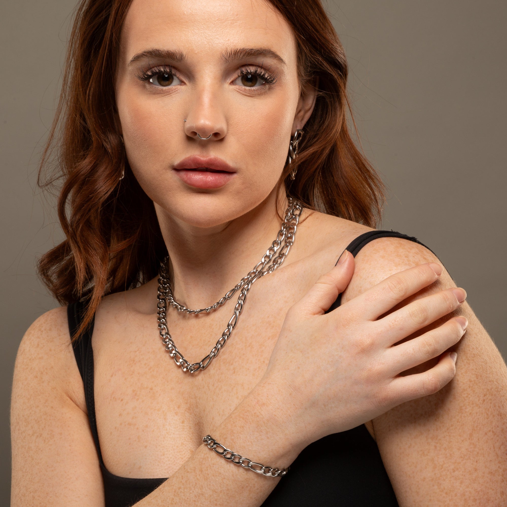 figaro chain bracelet in silver 10mm