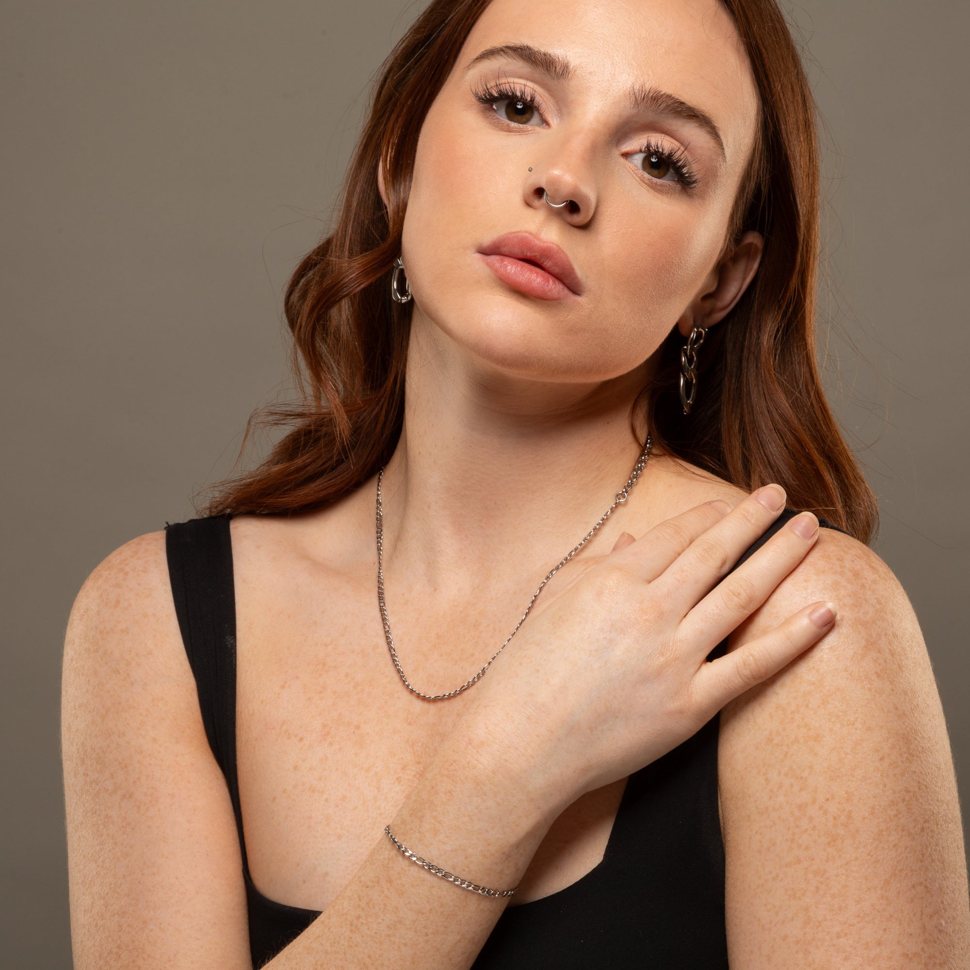 dainty figaro chain bracelet in silver 3mm