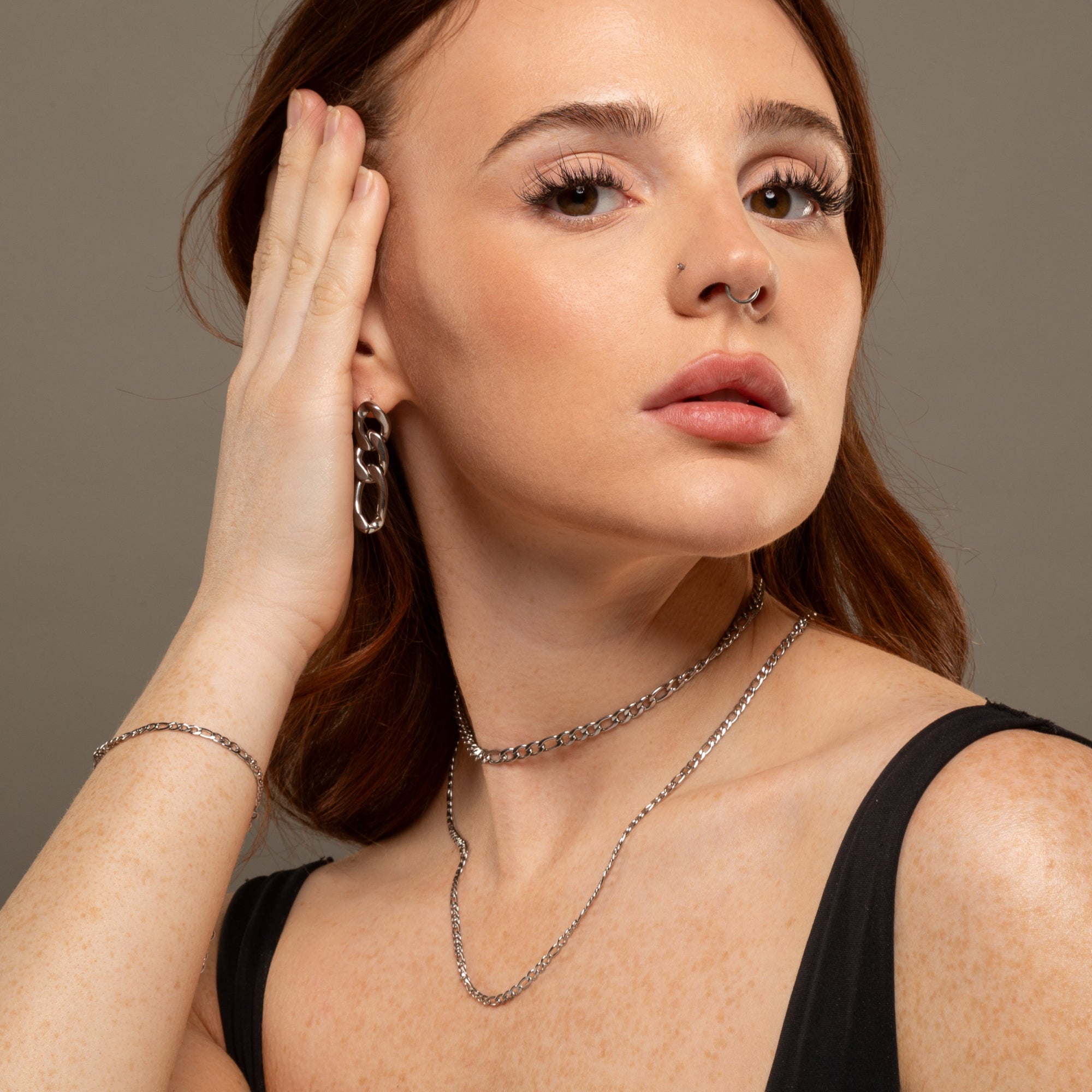 dainty figaro chain necklace in silver 3mm