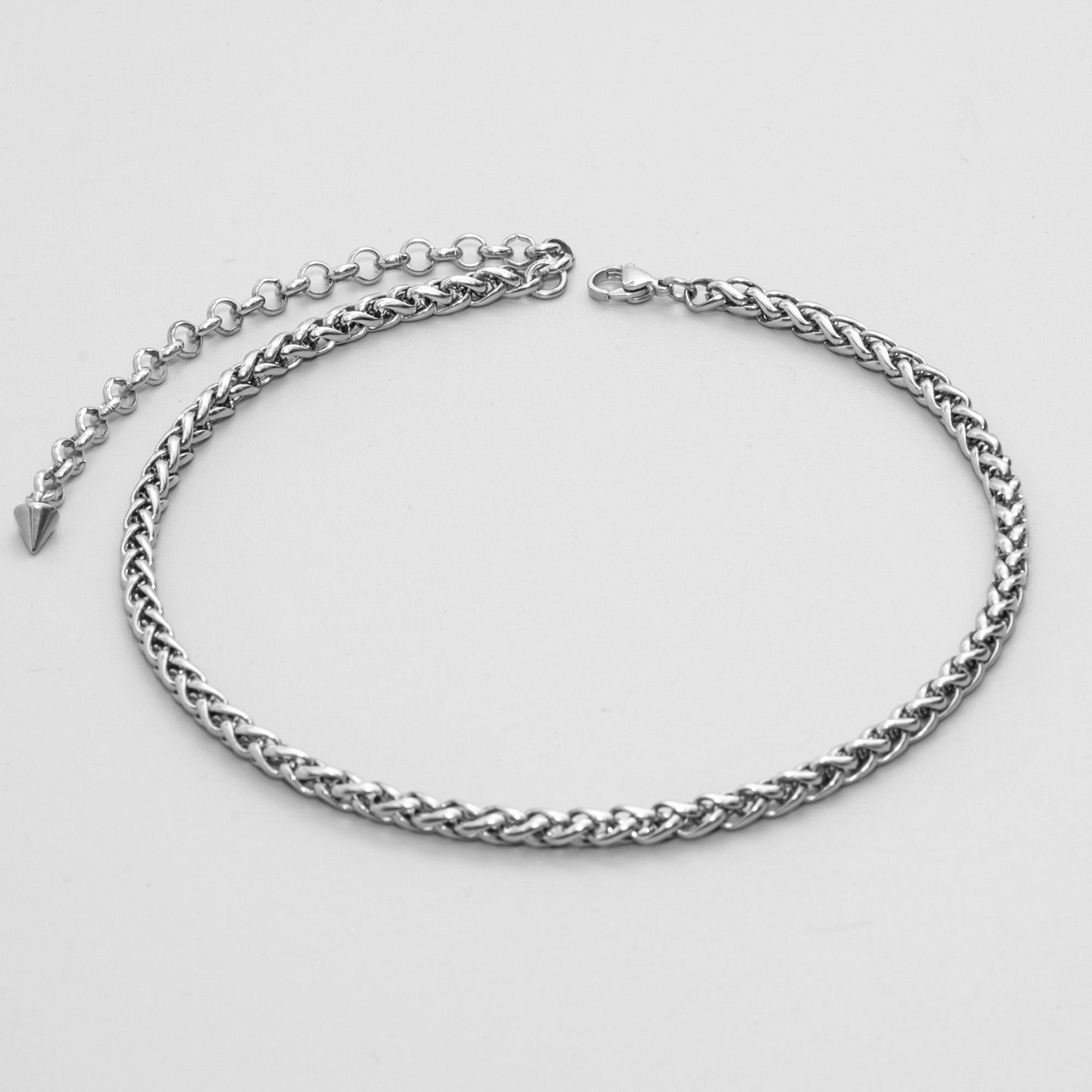 Chunky 5mm Foxtail choker necklace in silver stainless steel