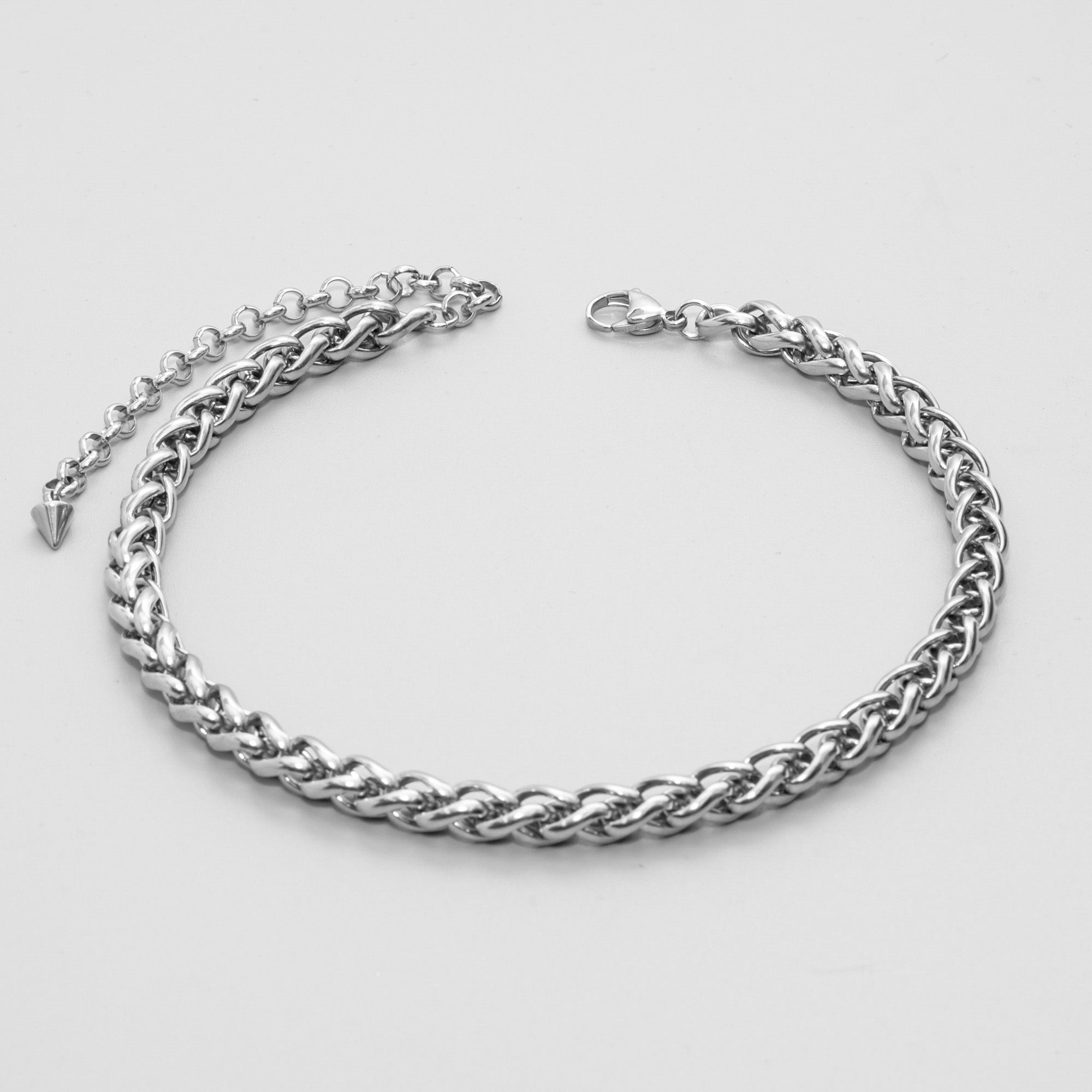 Chunky 8mm Foxtail choker necklace in silver stainless steel