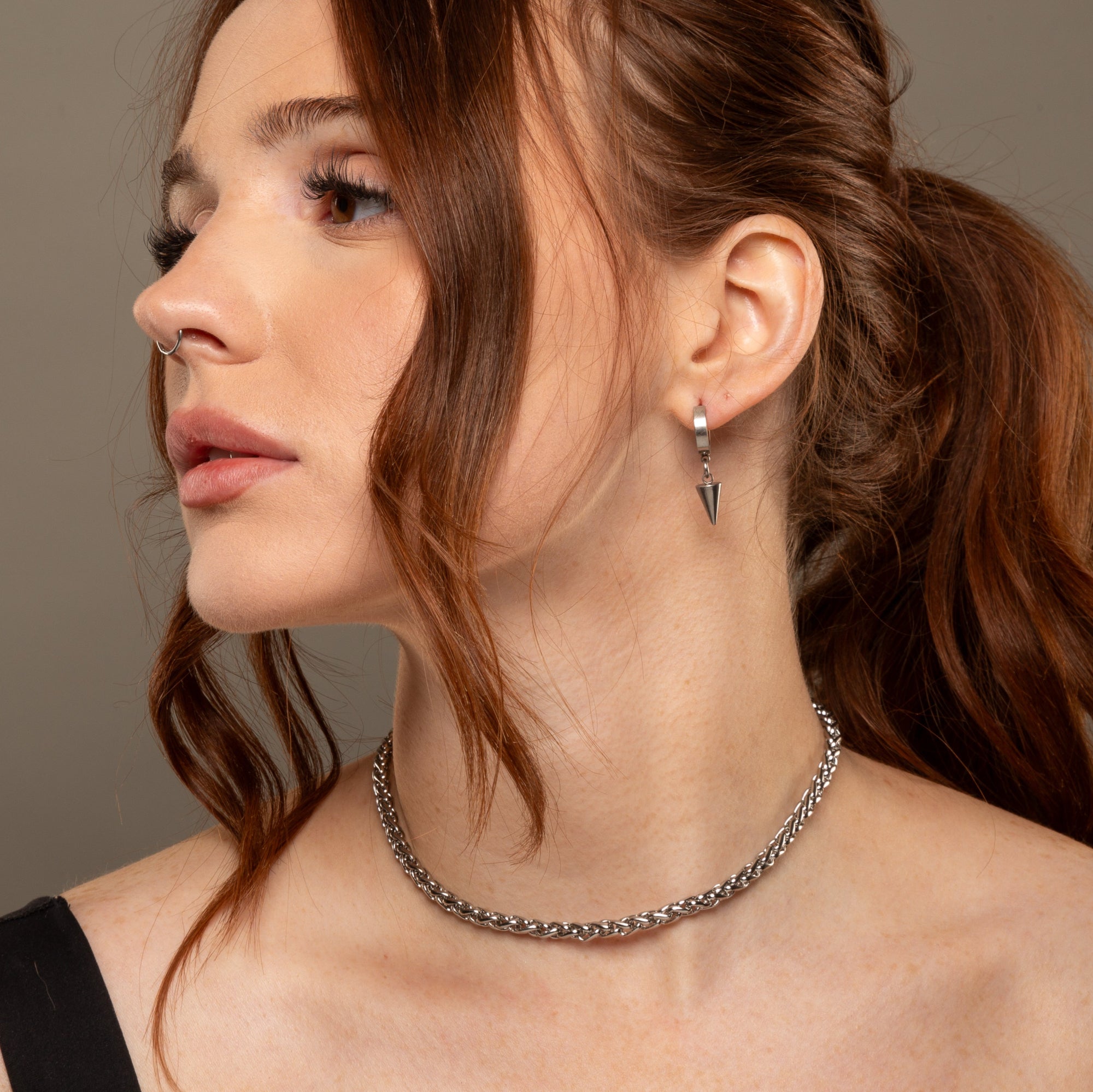 chunky 5mm silver foxtail choker necklace