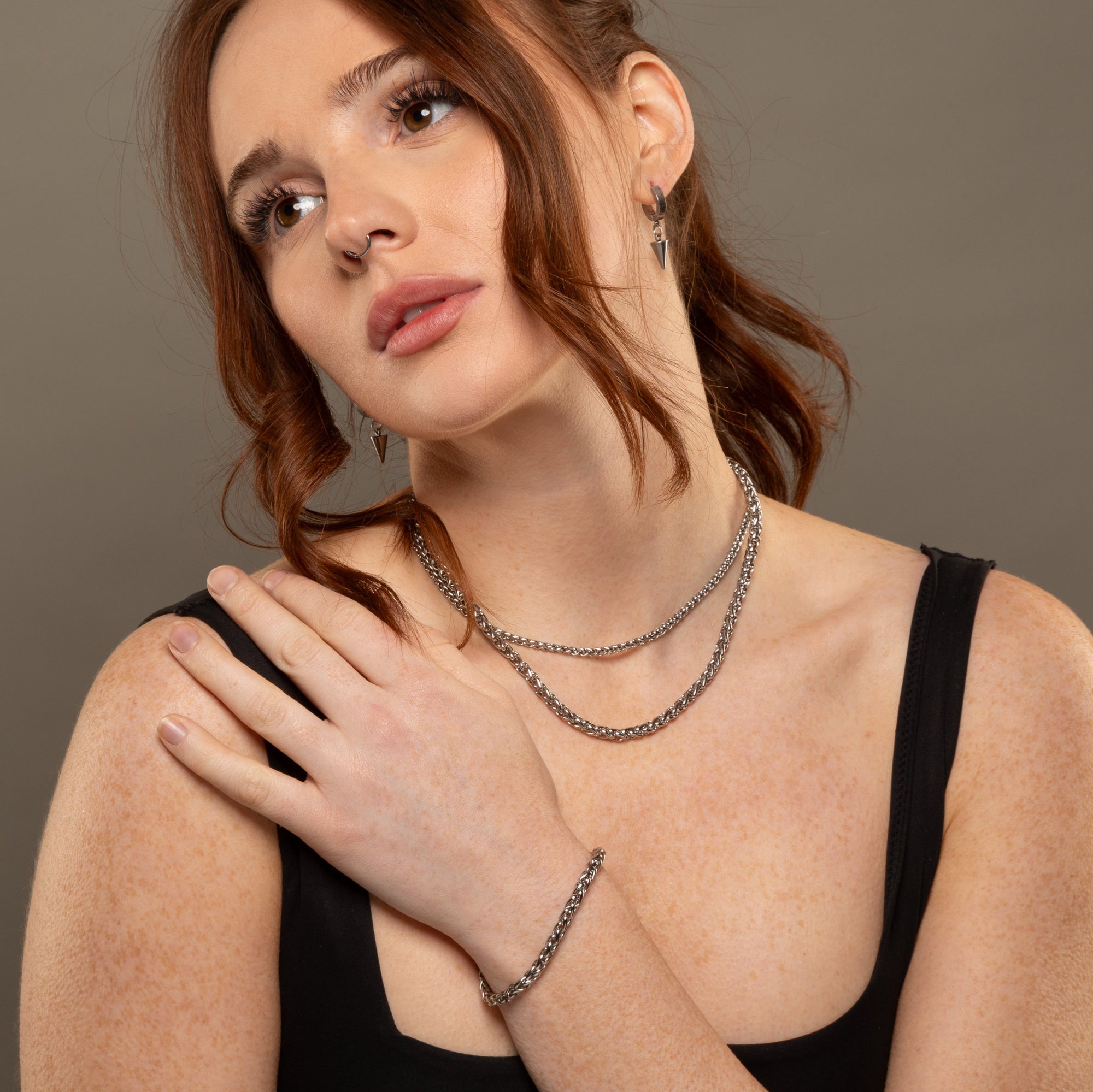 chunky 5mm silver foxtail choker necklace