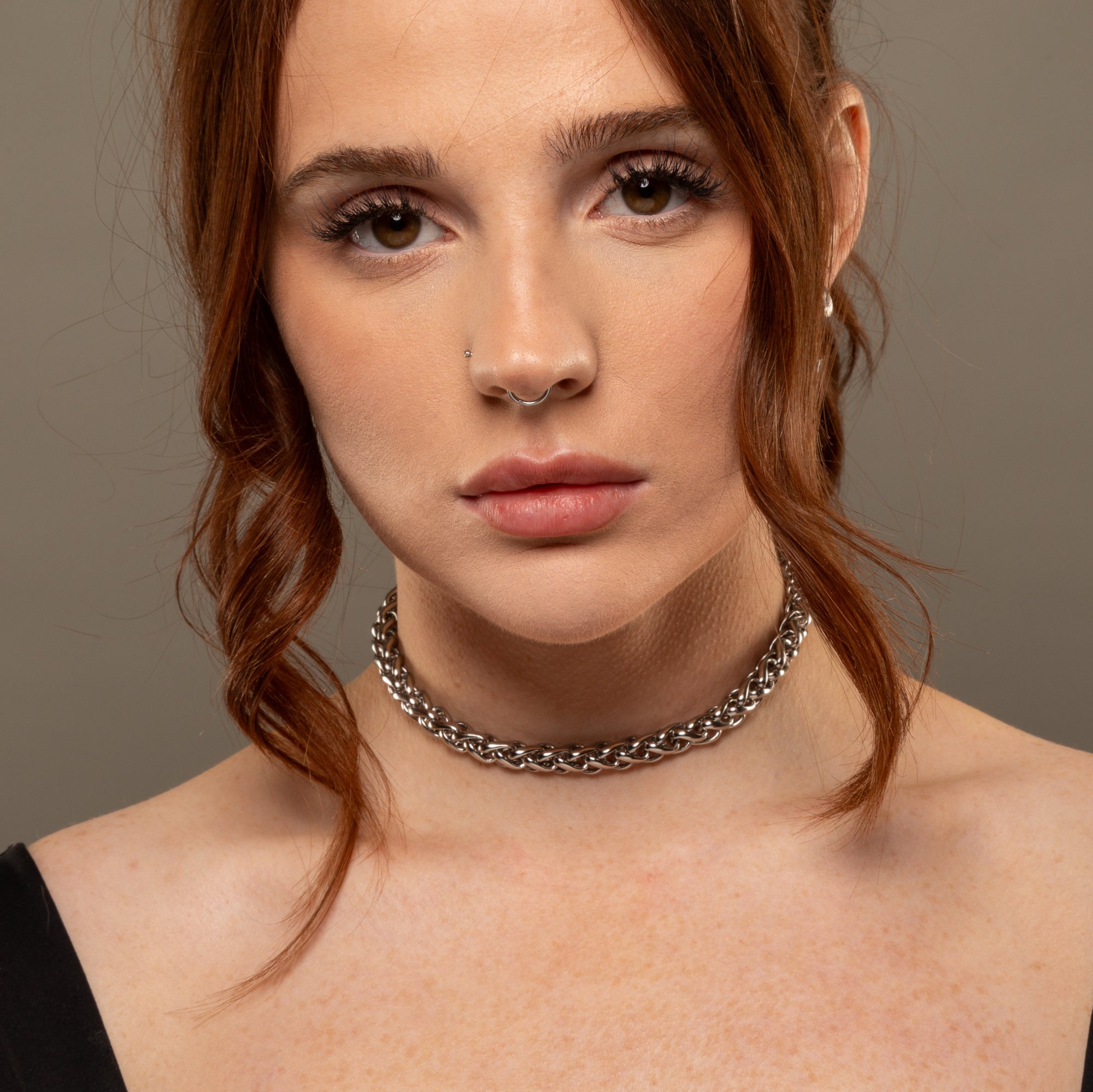 chunky foxtail choker necklace in silver 8mm