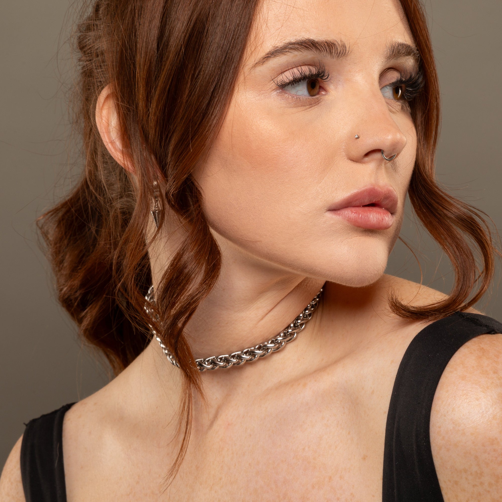 chunky foxtail choker necklace in silver 8mm