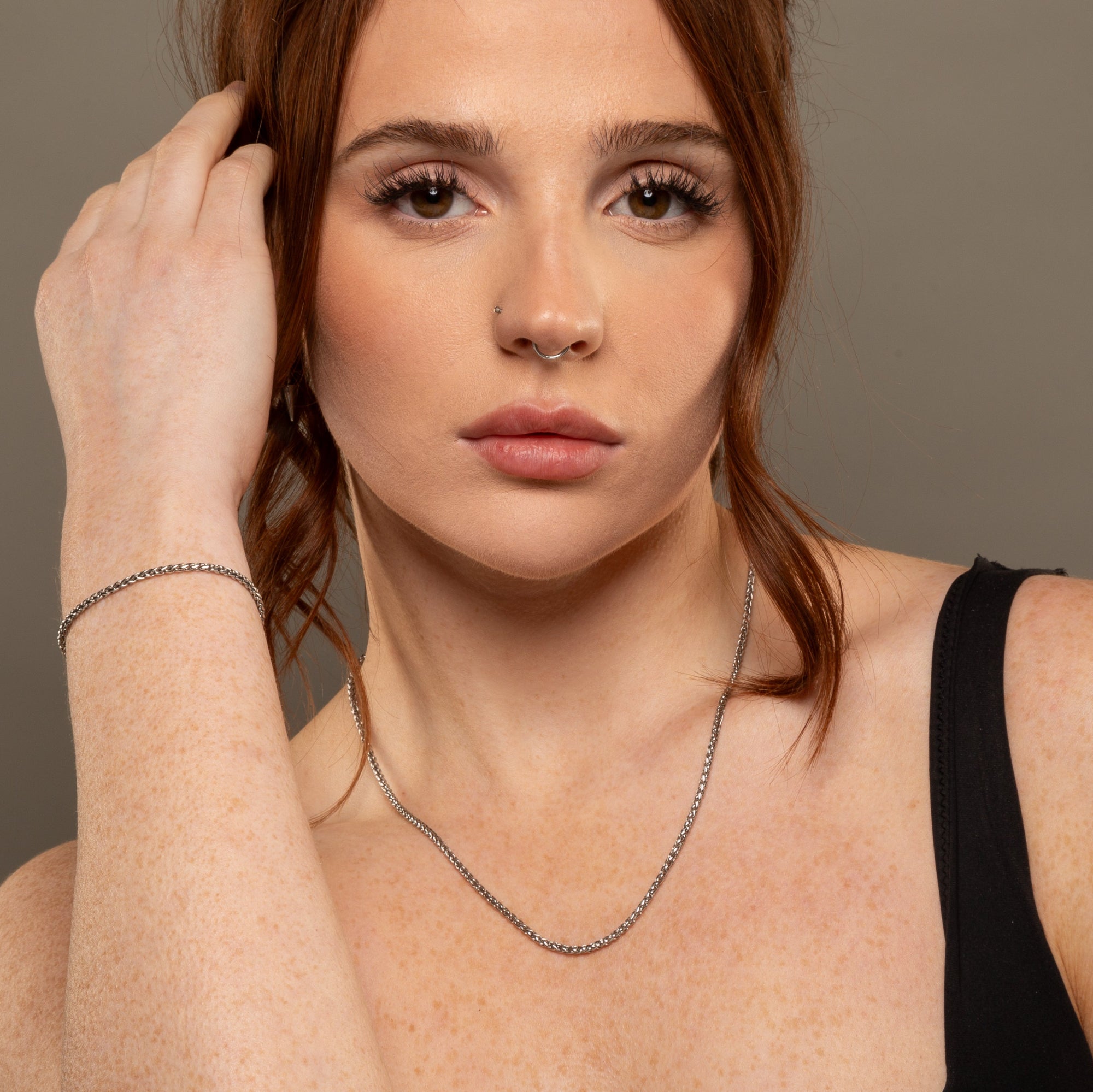dainty 2mm foxtail necklace in silver