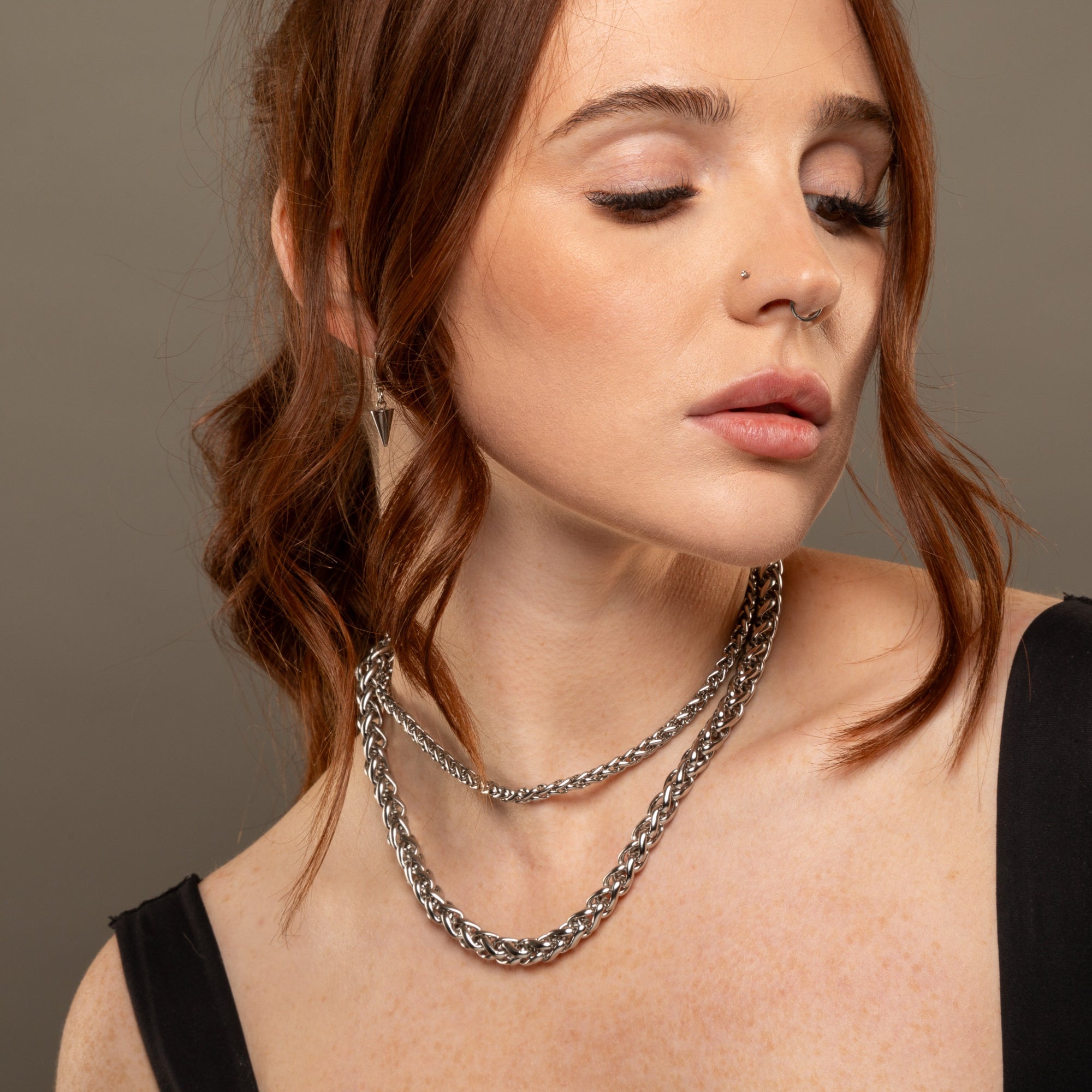 chunky foxtail necklace in silver 8mm