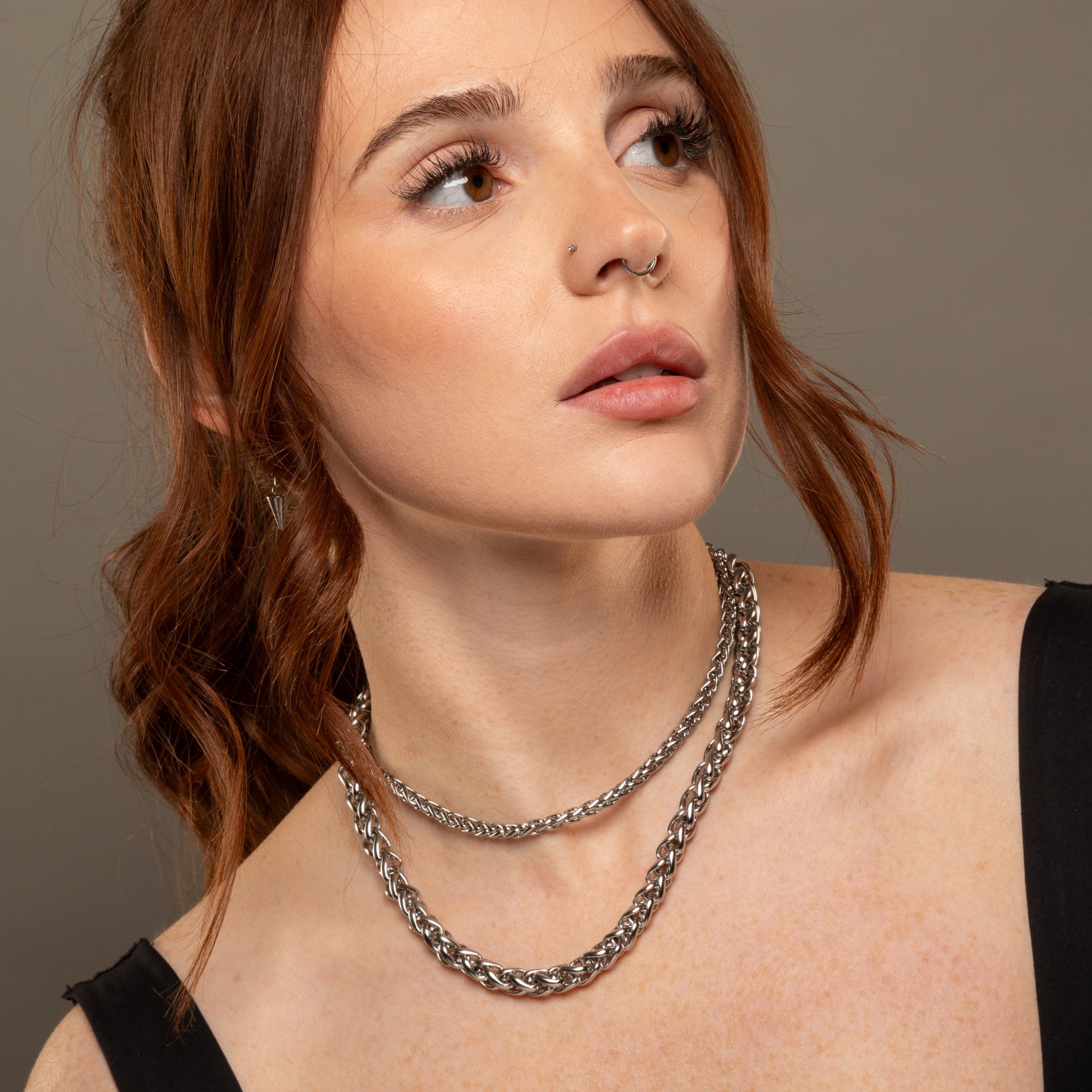 chunky foxtail necklace in silver 8mm