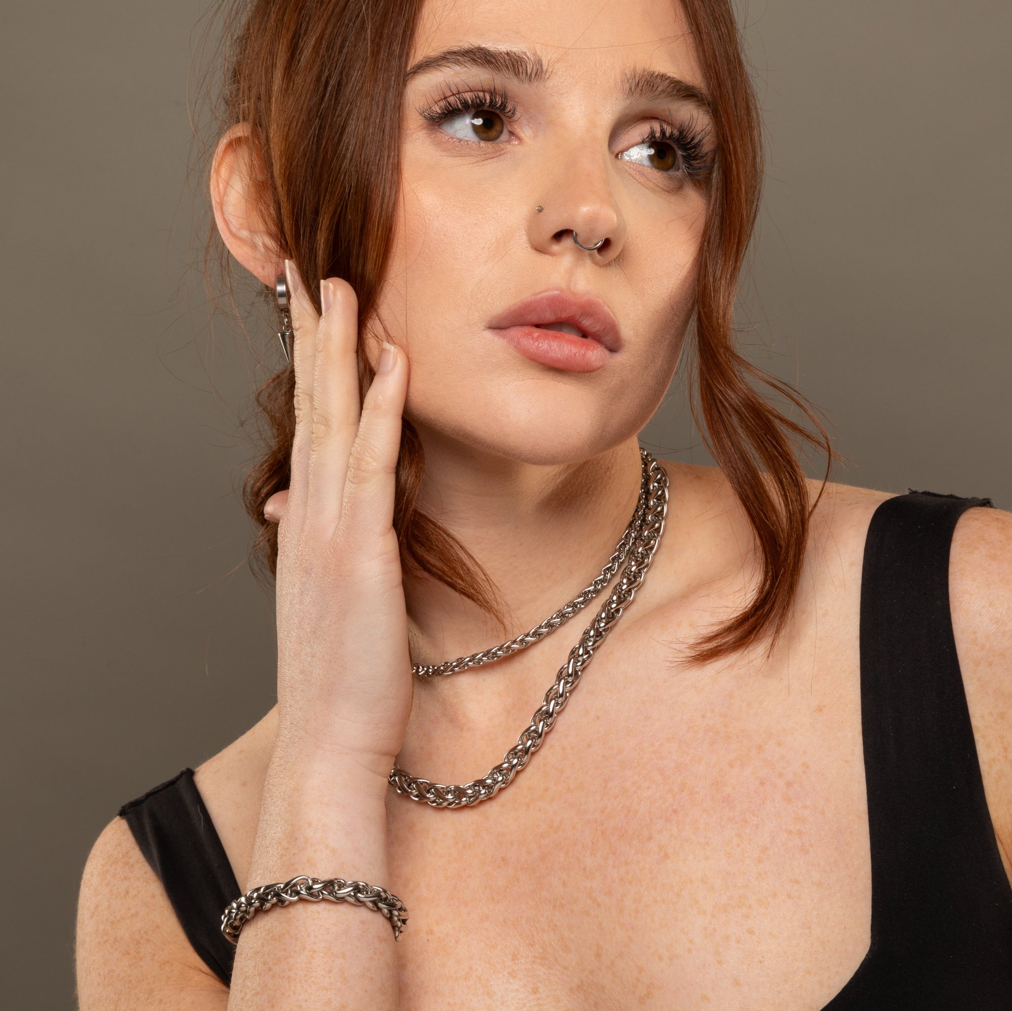 chunky foxtail necklace in silver 8mm