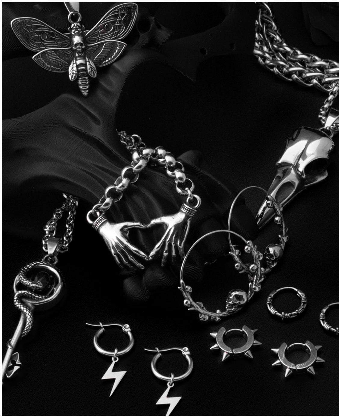 Gothic jewellery in silver stainless steel