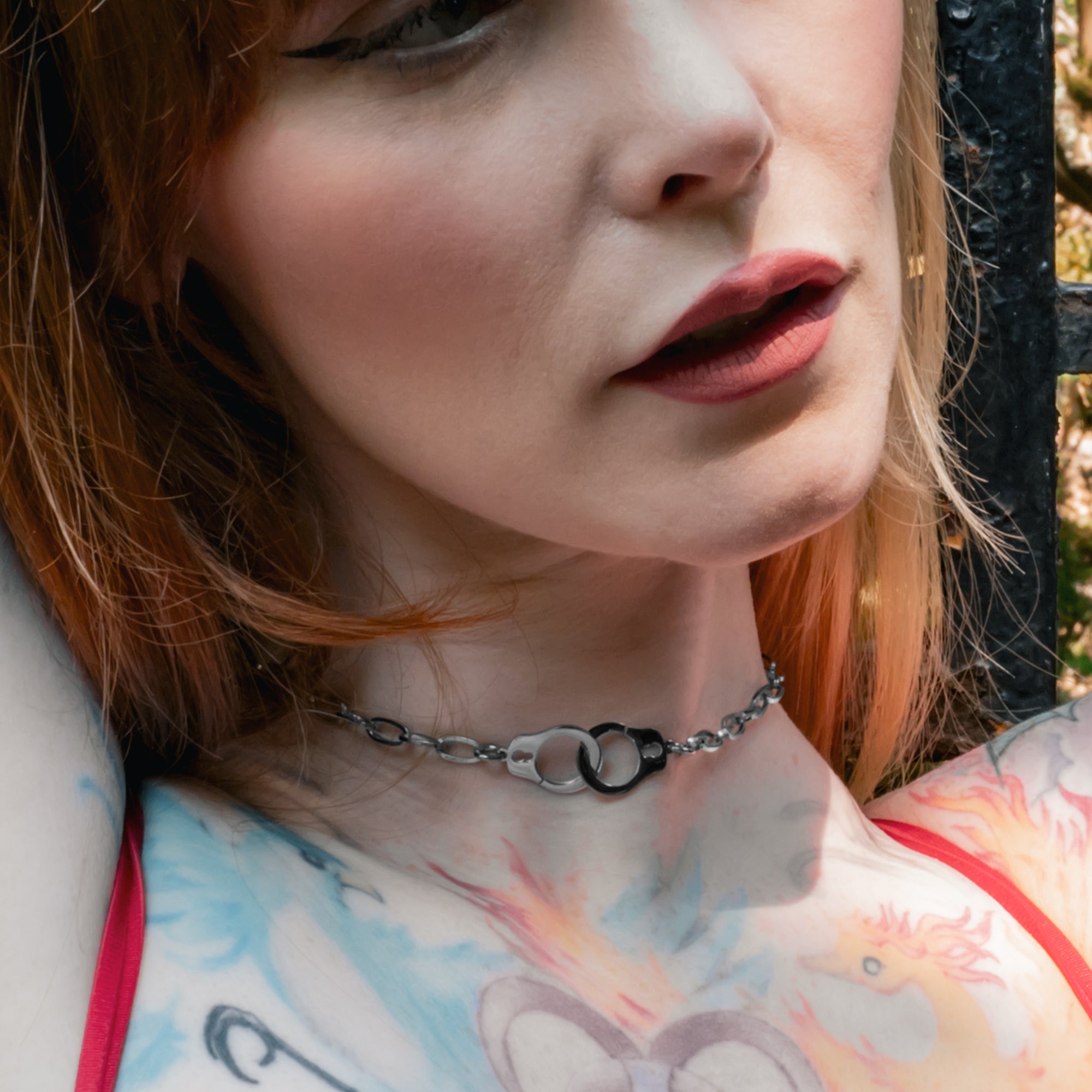 handcuff day collar necklace in silver