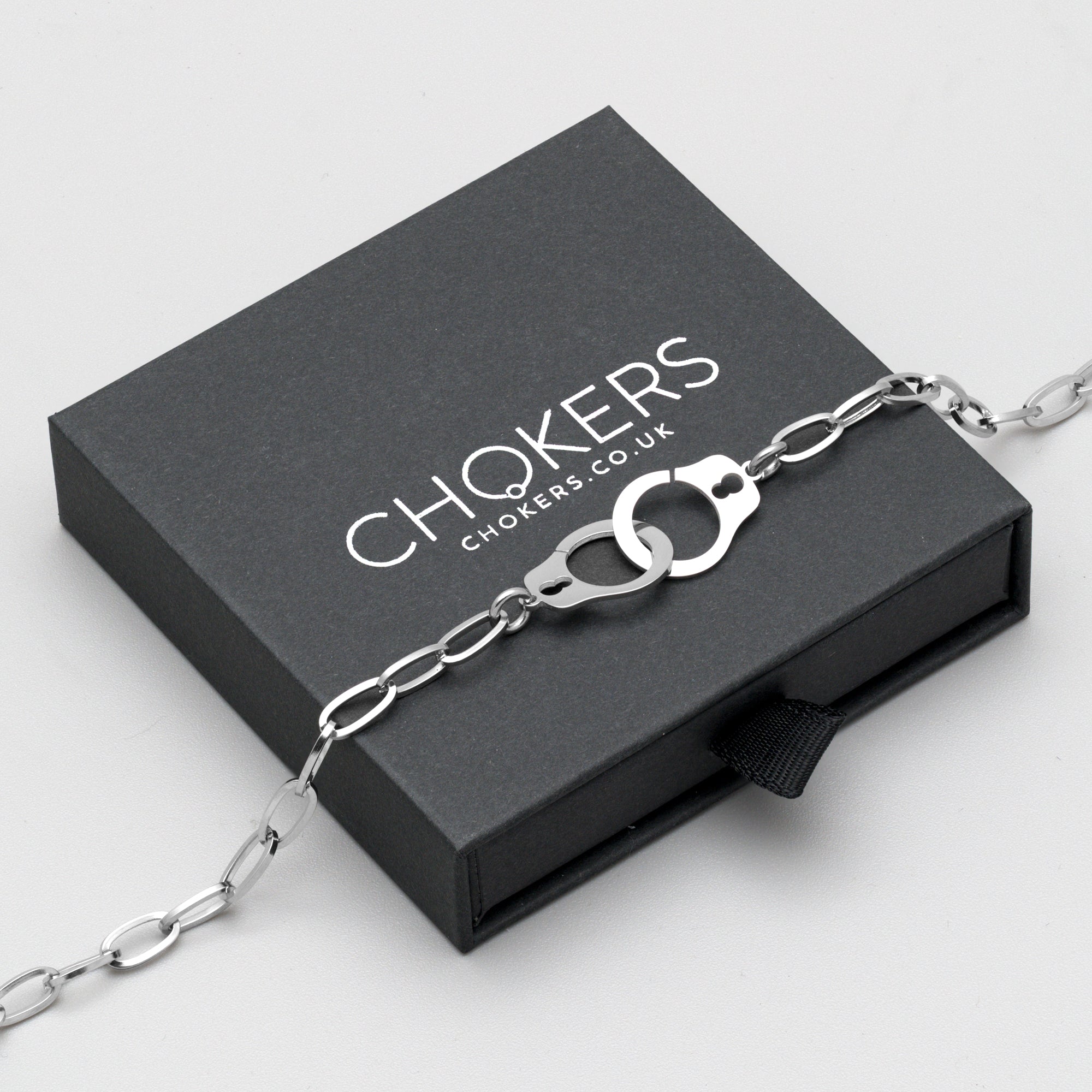 Handcuff necklace silver day collar choker featuring a paperclip chain