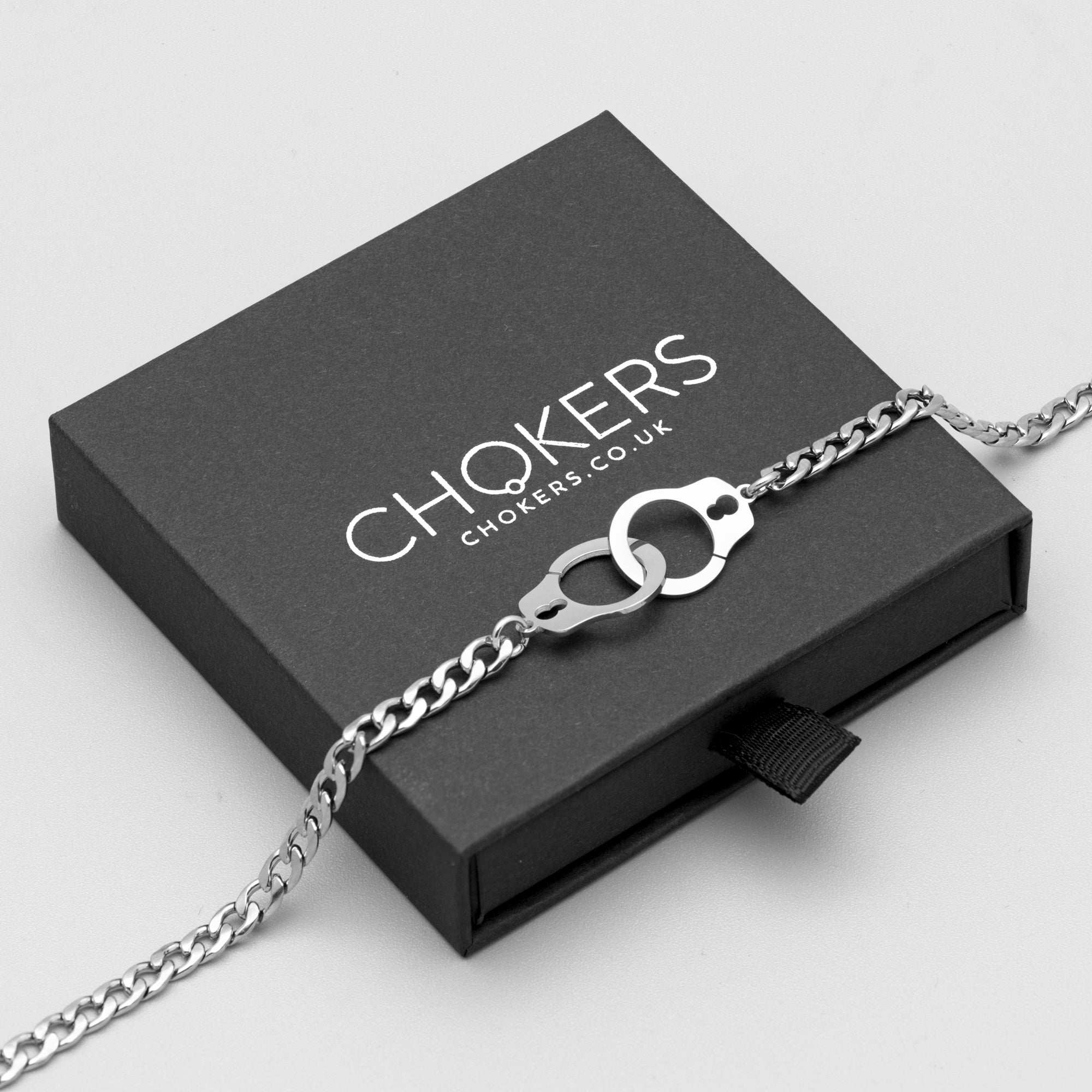 Handcuff necklace silver day collar choker featuring a paperclip chain