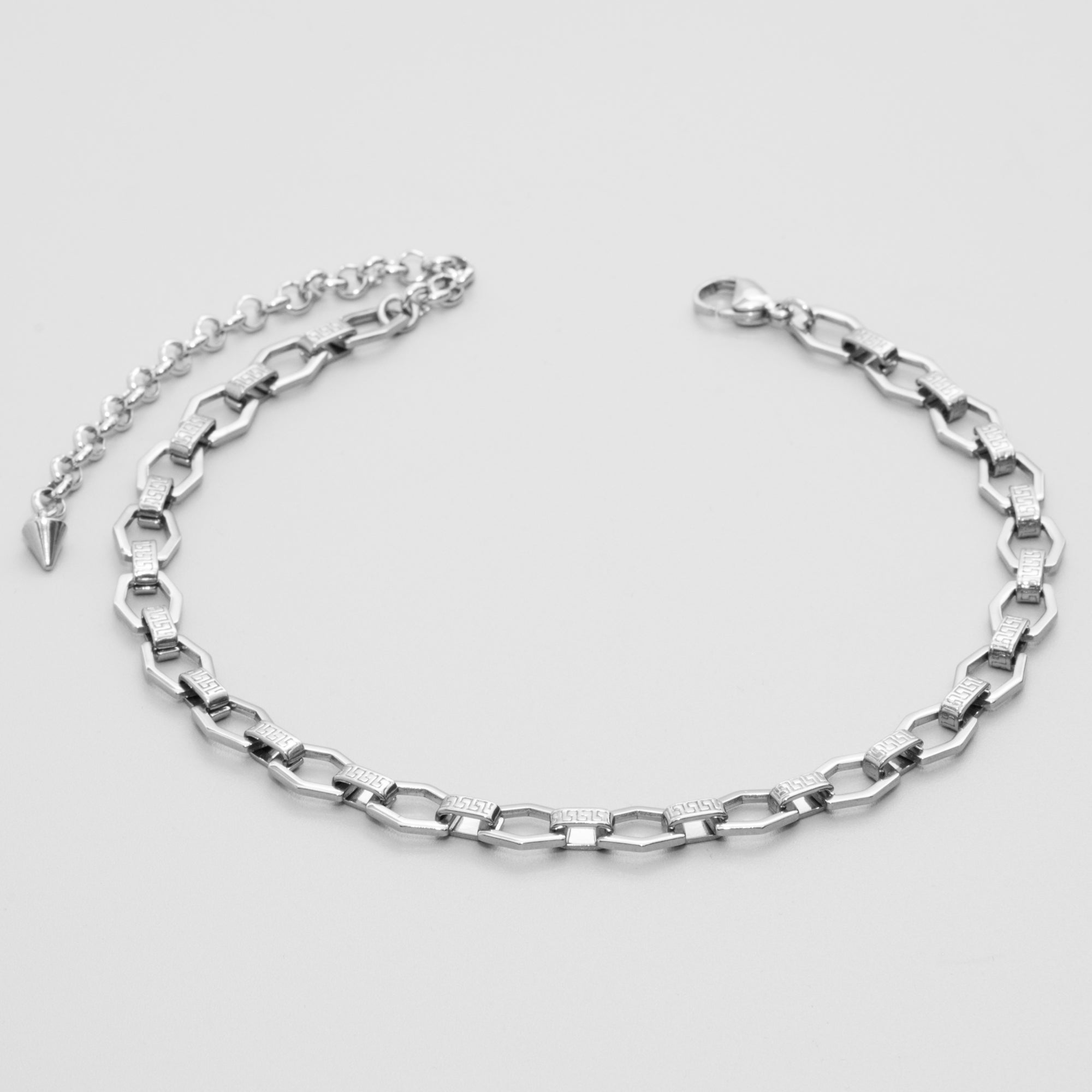 Silver stainless steel chunky hex link choker