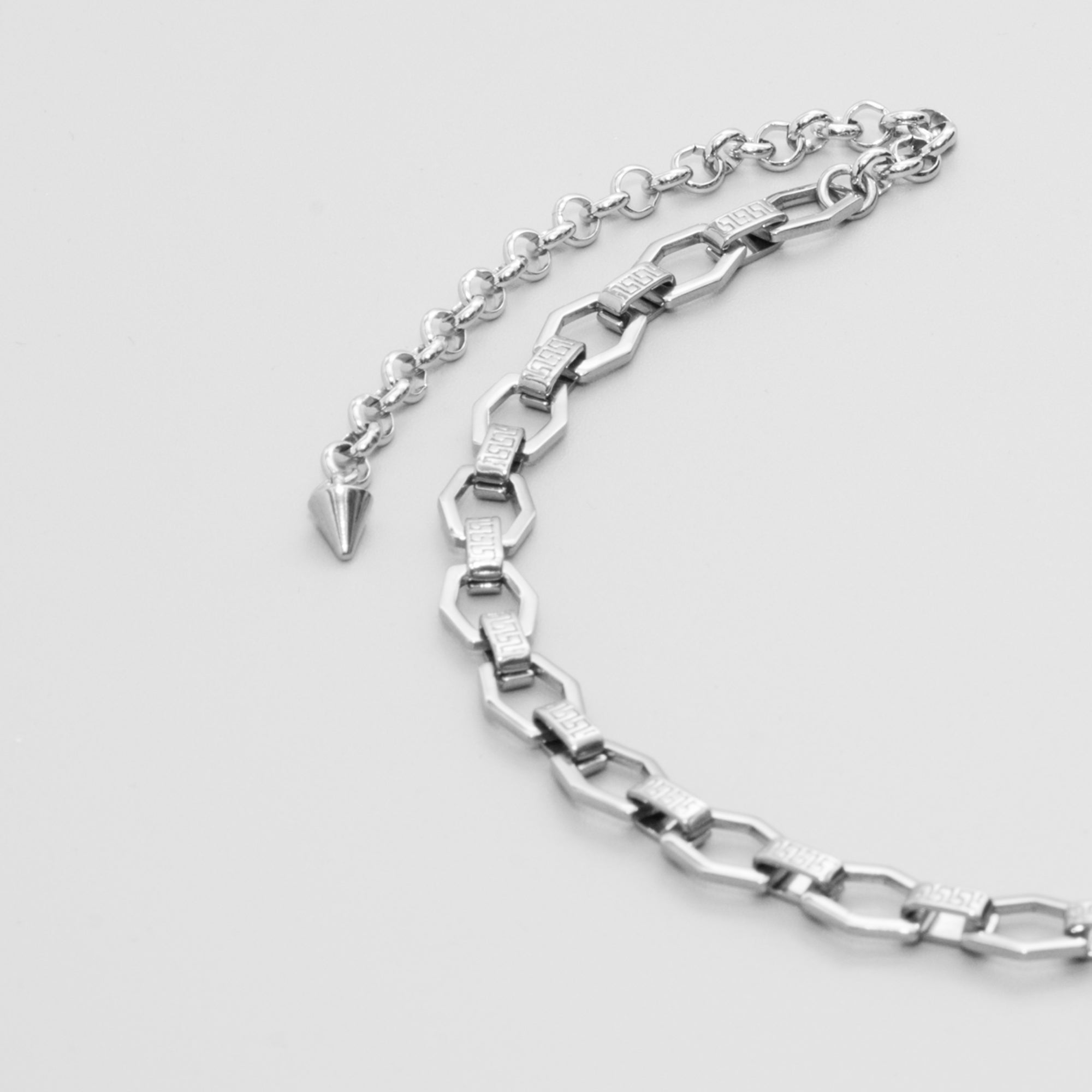Silver stainless steel chunky hex link choker